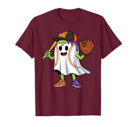 Funny Ghost Halloween Baseball Drip Boys Girls Kids T-Shirt