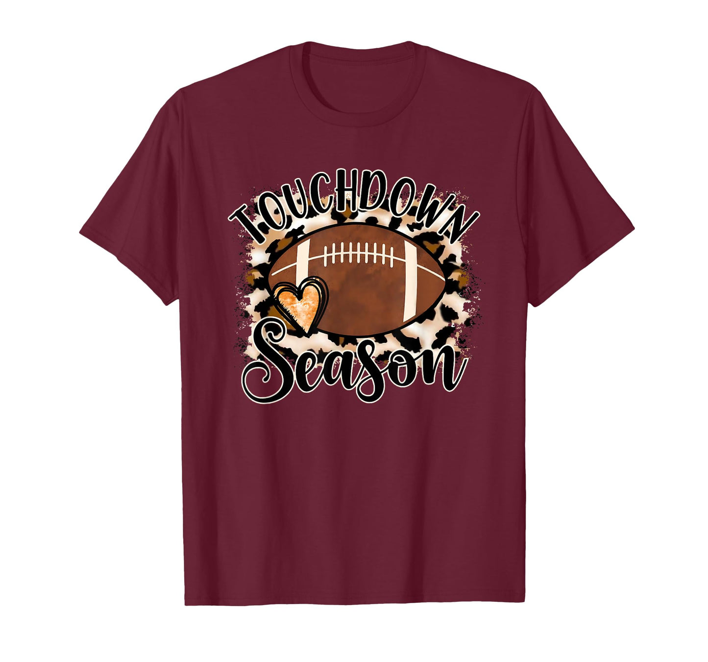 Retro Touchdown Season Leopard Game Day Football Mom Women T-Shirt