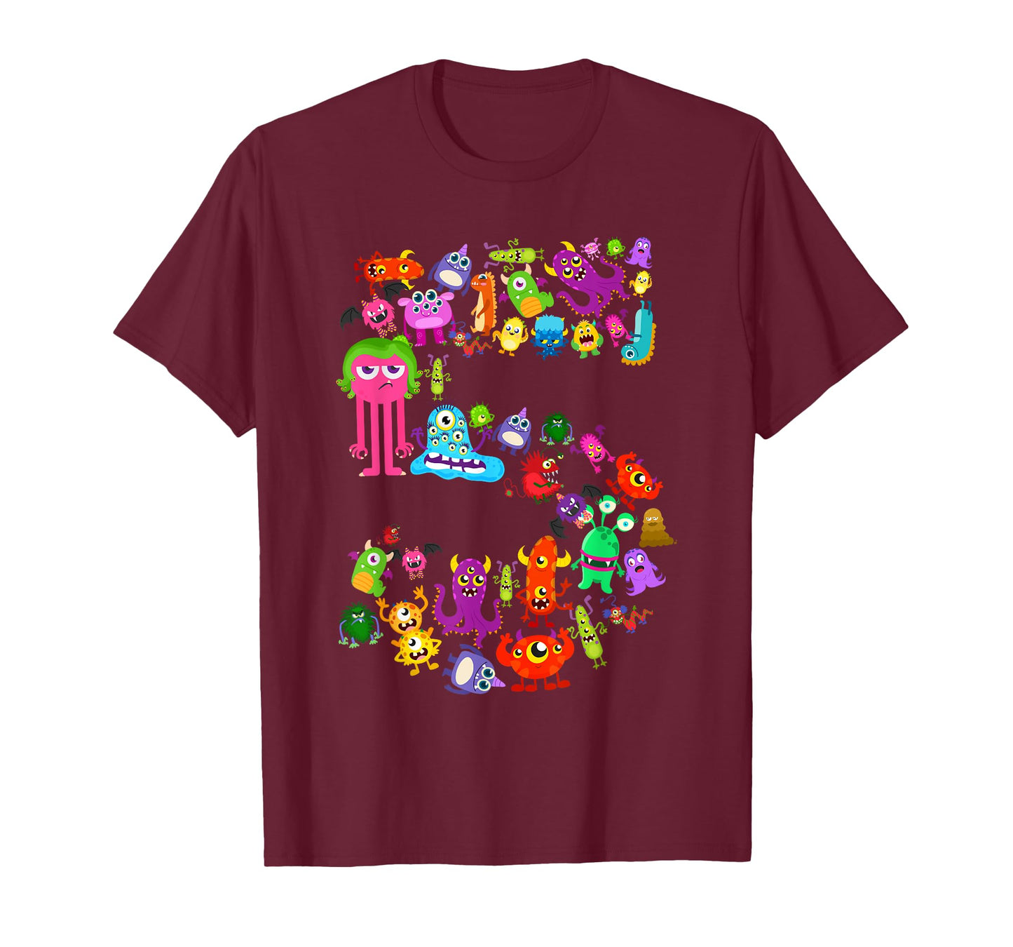 5th Birthday Party Monster Themed Number 5 Little Monster T-Shirt