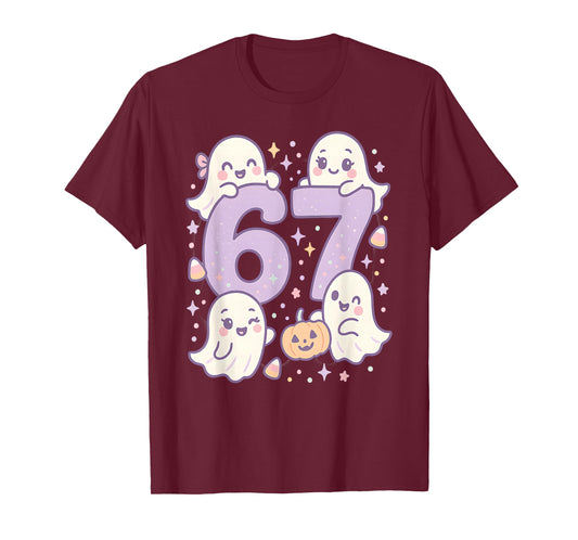 67 Halloween Girls Ghost Six Seven 6 7 Brainrot Meme Kids T-Shirt