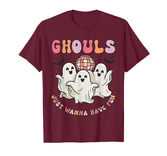 Groovy Halloween Ghouls Just Wanna Have Fun Dancing Ghost T-Shirt