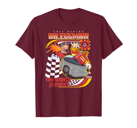 Sonic The Hedgehog Dr Eggman Speeder Race Retro Chest Poster T-Shirt
