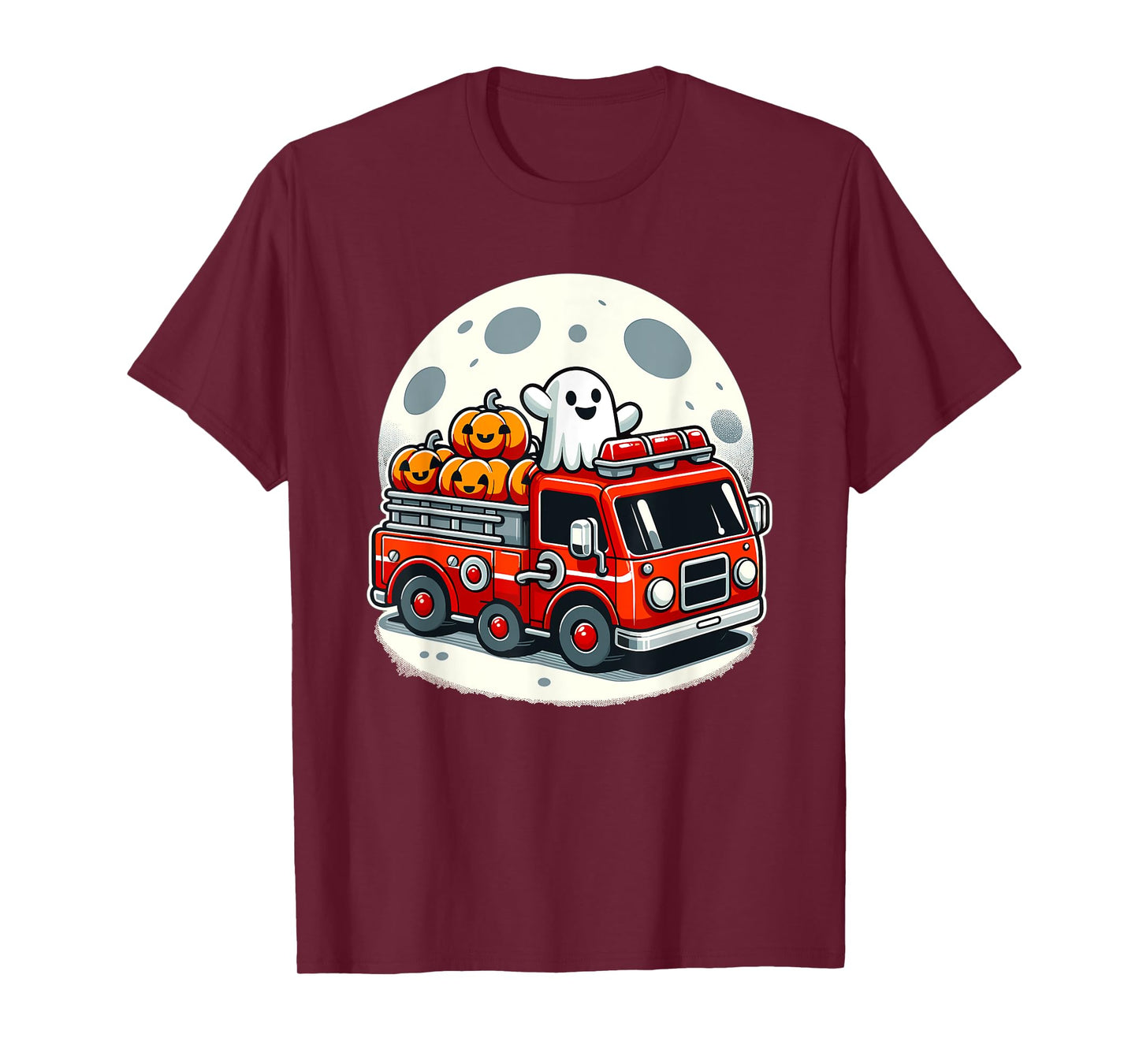 Halloween Ghost Firetruck Funny Pumpkins For Kids T-Shirt