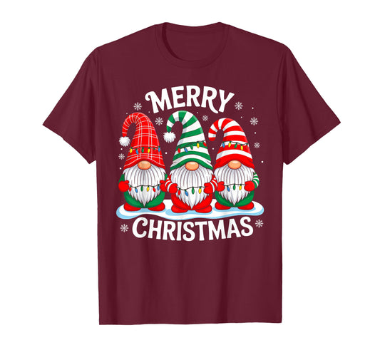 Cute Gnomes Merry Christmas Light Family Gnome Xmas Matching T-Shirt