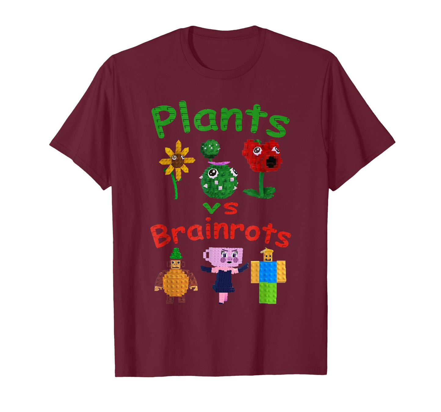 Plants Vs Brainrots Funny Gamer Kids Boys Girls T-Shirt