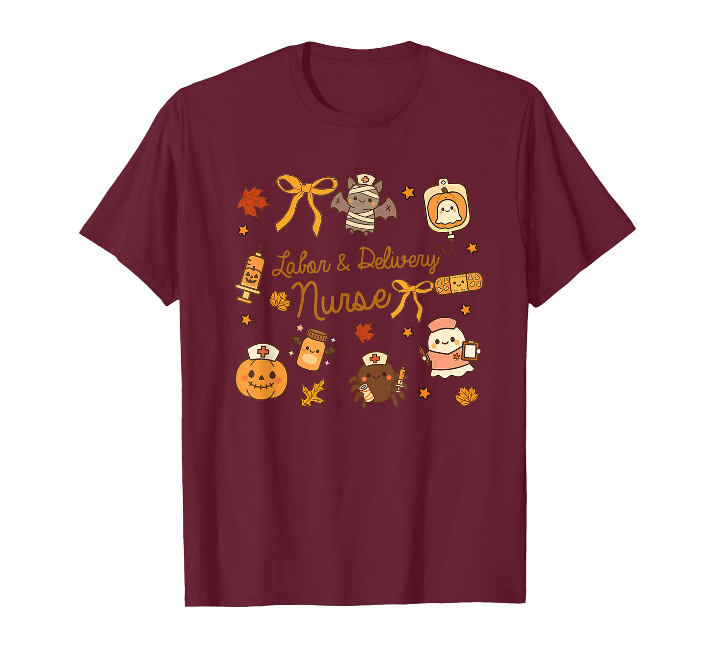 Labor and Delivery Nurse Halloween Pumpkin Ghost Autumn Fall T-Shirt