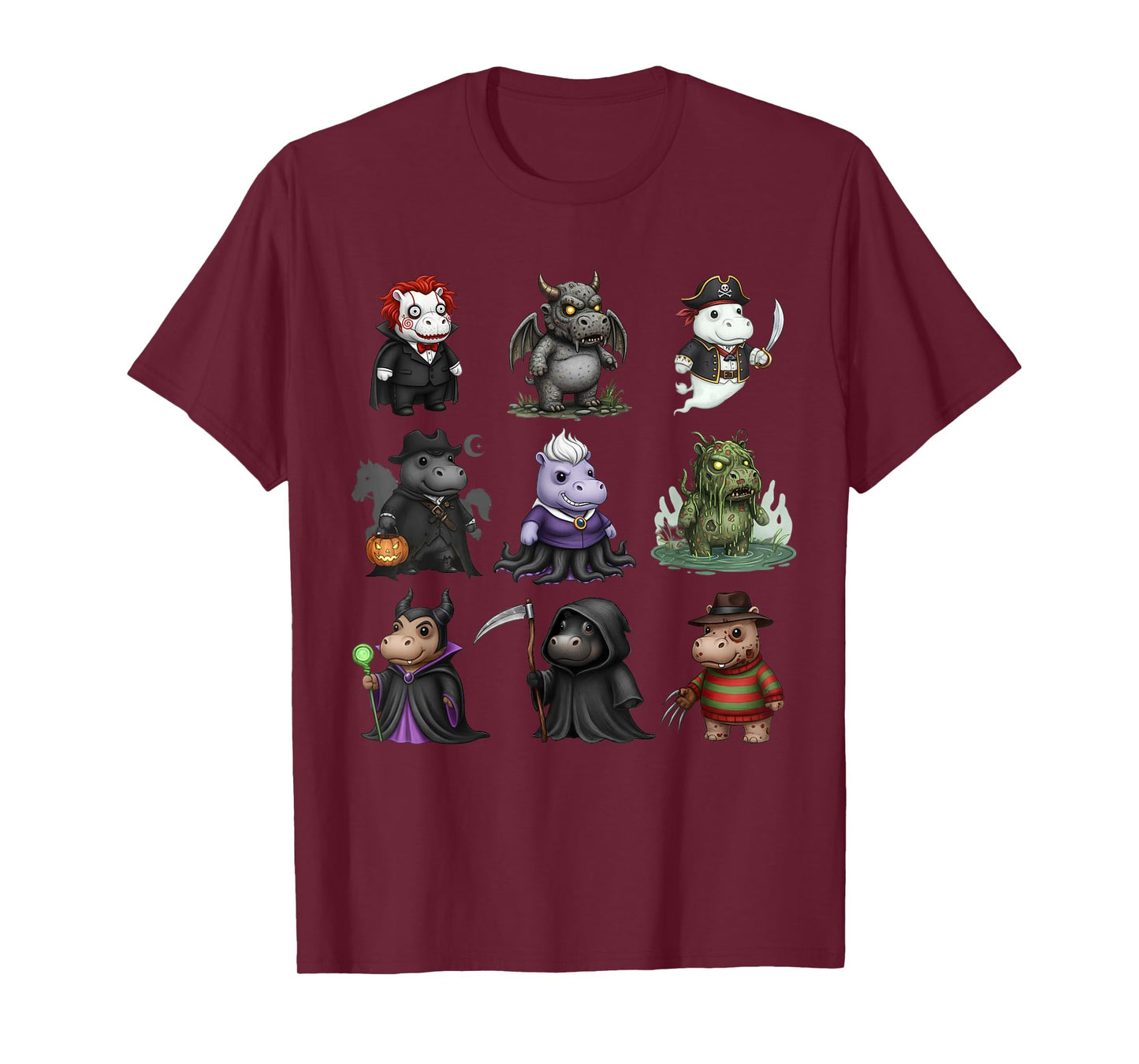 Cute Hippo Ghost Witch Zombie Halloween Costume T-Shirt