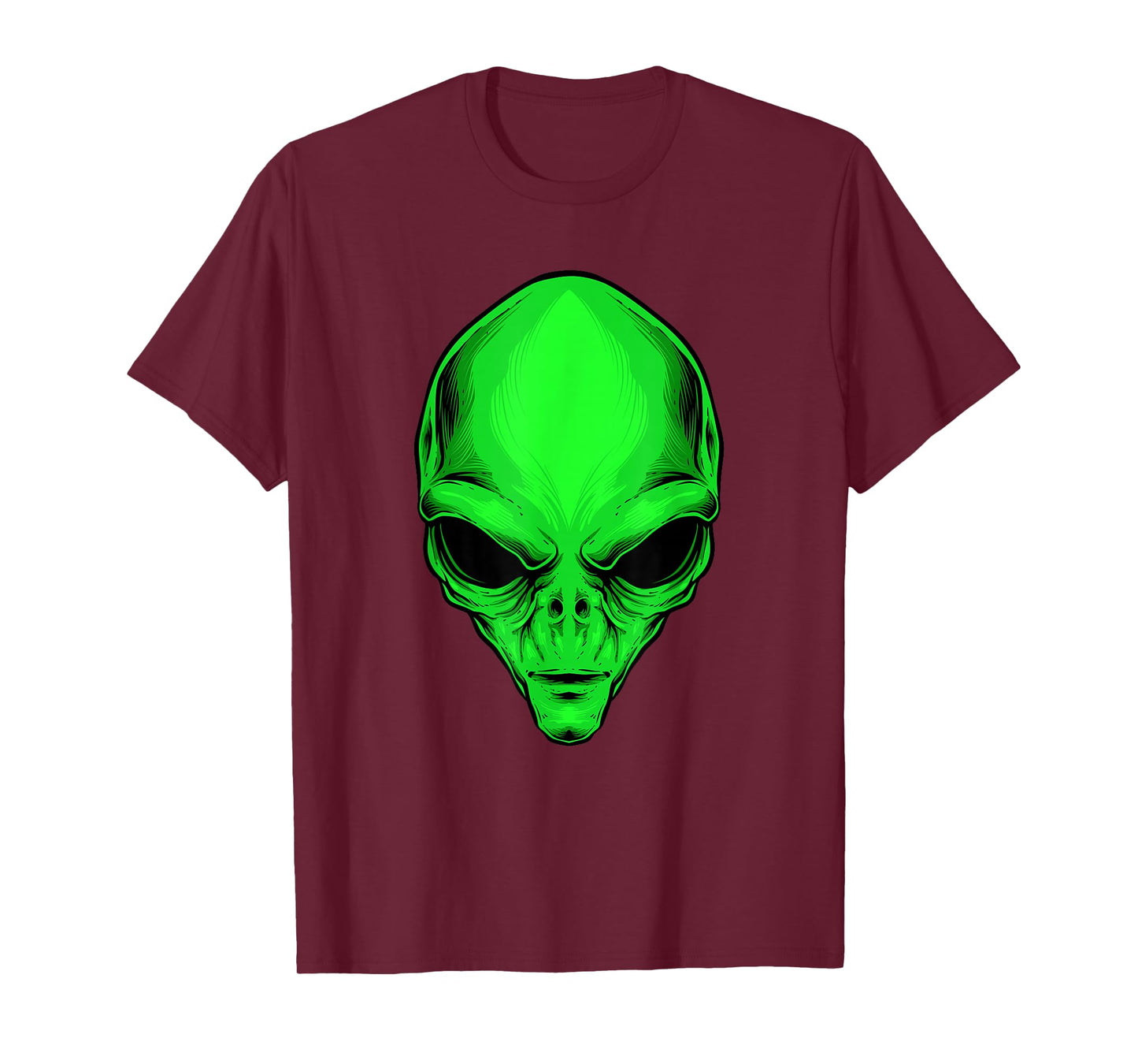 Green Alien Head Cartoon Funny Alien Costume T-Shirt