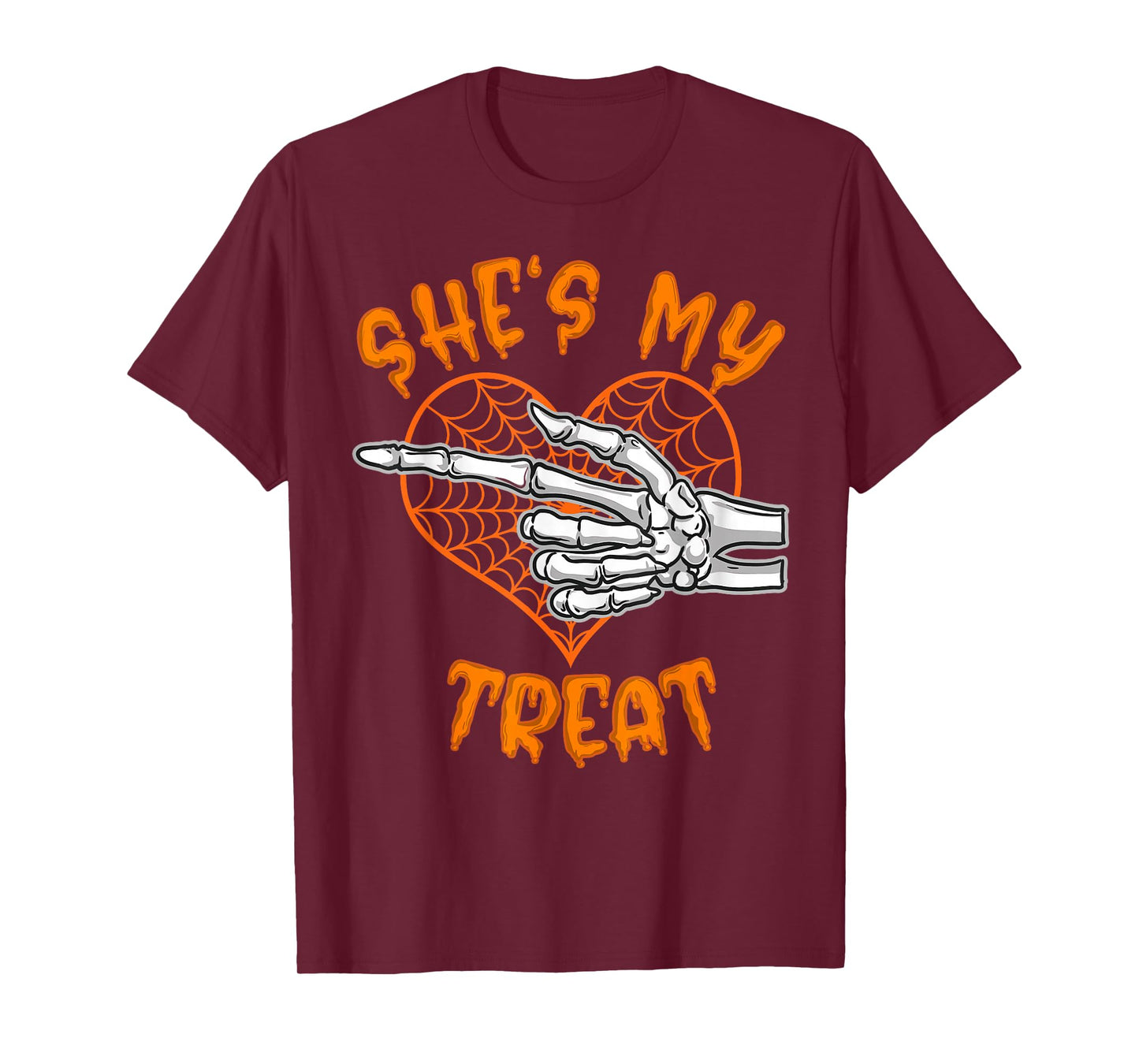 Halloween She's My Treat Funny Ghost Skeleton Spooky Couples T-Shirt
