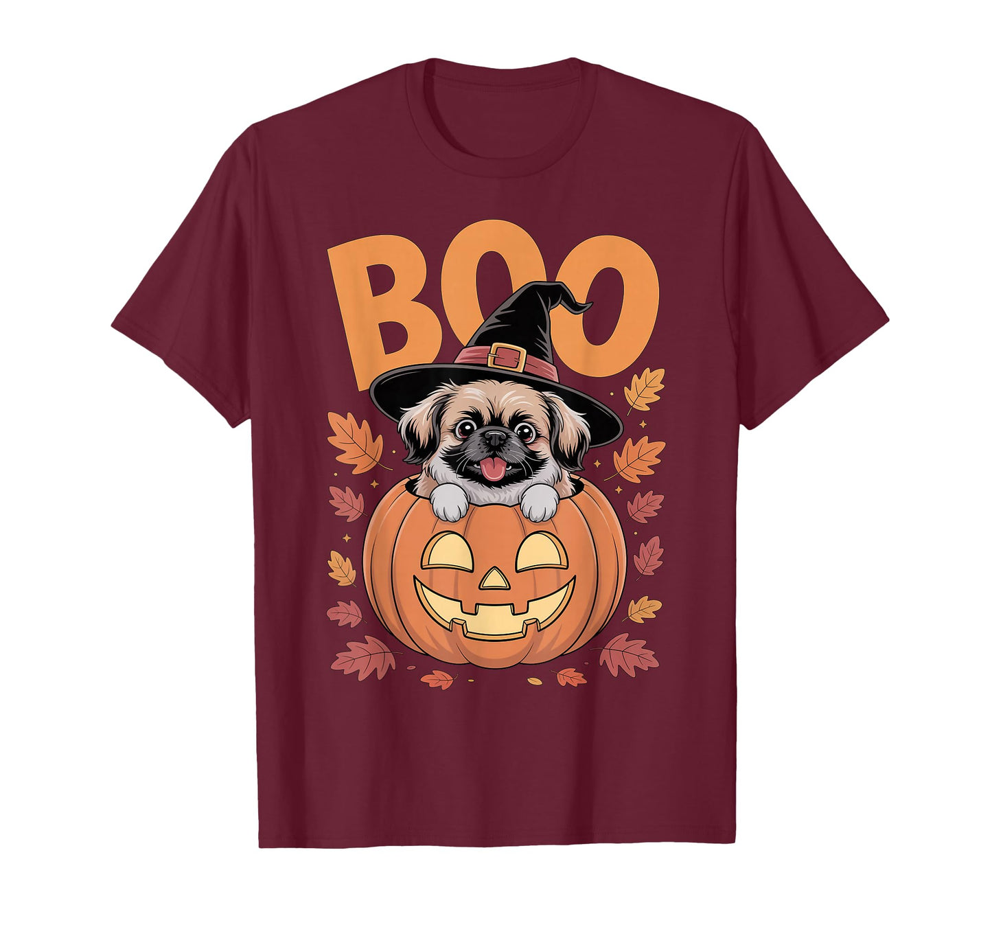 Peke Costume on Pumpkin Halloween Pekingese T-Shirt