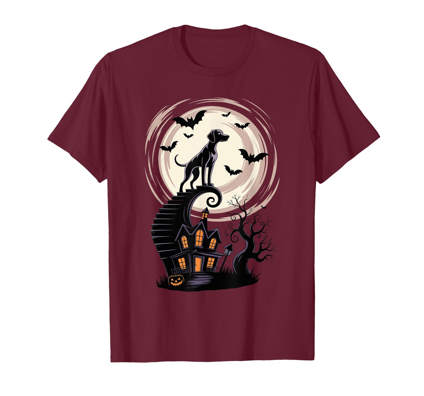 Spooky Halloween Moon Weimaraner Weimaraners T-Shirt