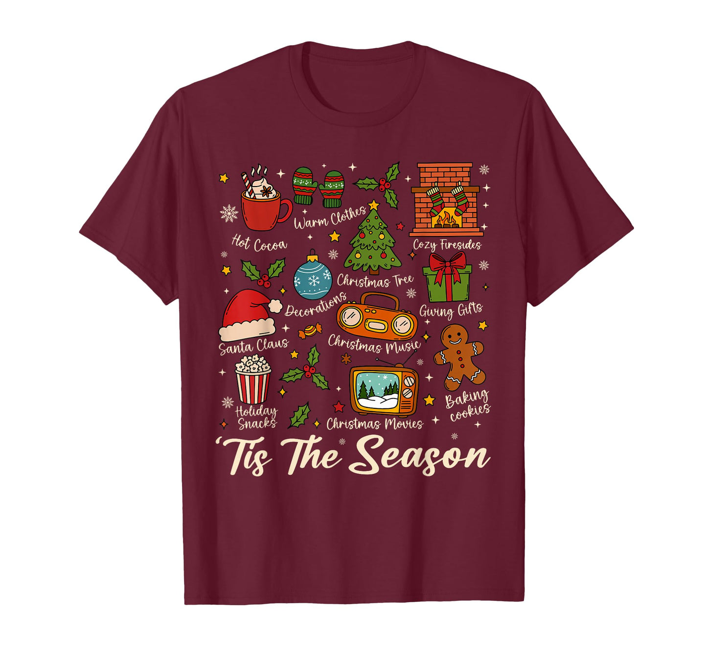 Retro Tis The Season Vintage Christmas Women Men Boys Youth T-Shirt