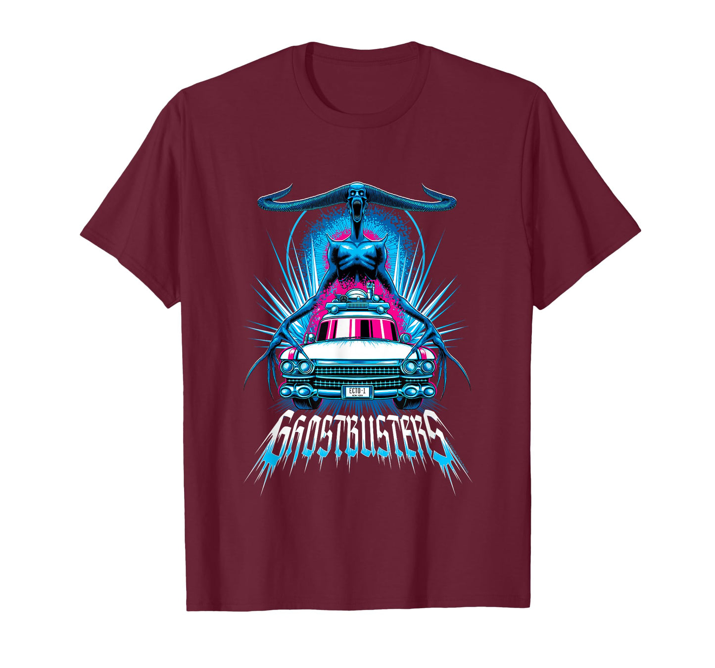 Ghostbusters: Frozen Empire Death Chill Monster & Ecto-1 Car T-Shirt