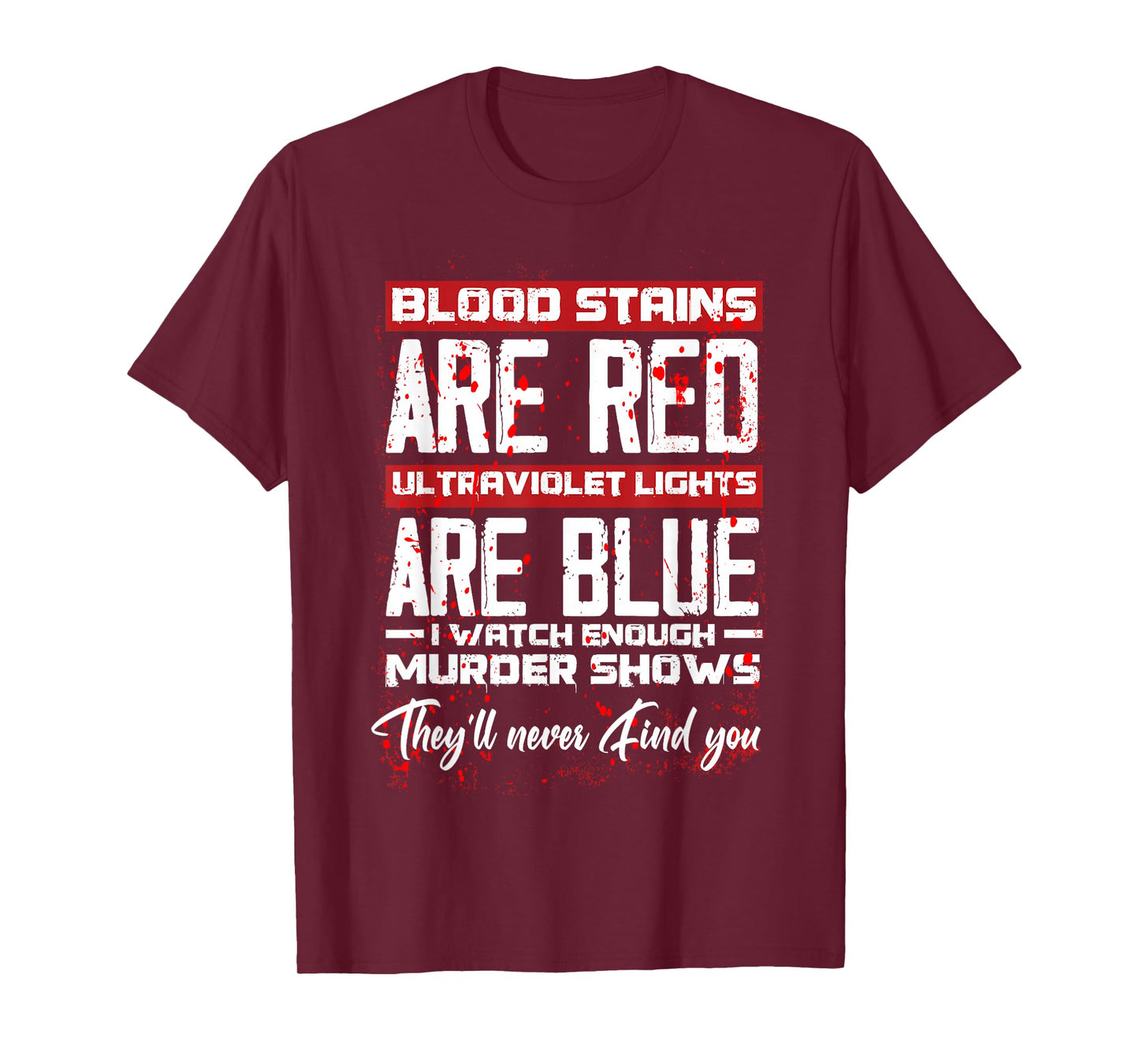 Blood Stains Are Red Ultraviolet Lights Are Blue Halloween T-Shirt