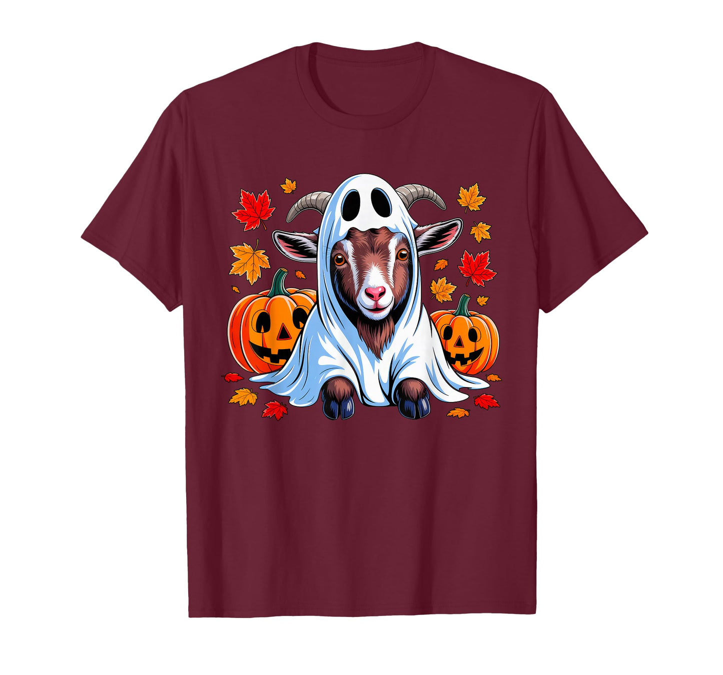 Funny Halloween Goat Ghost Spooky Pumpkin Fall Goat Lover T-Shirt