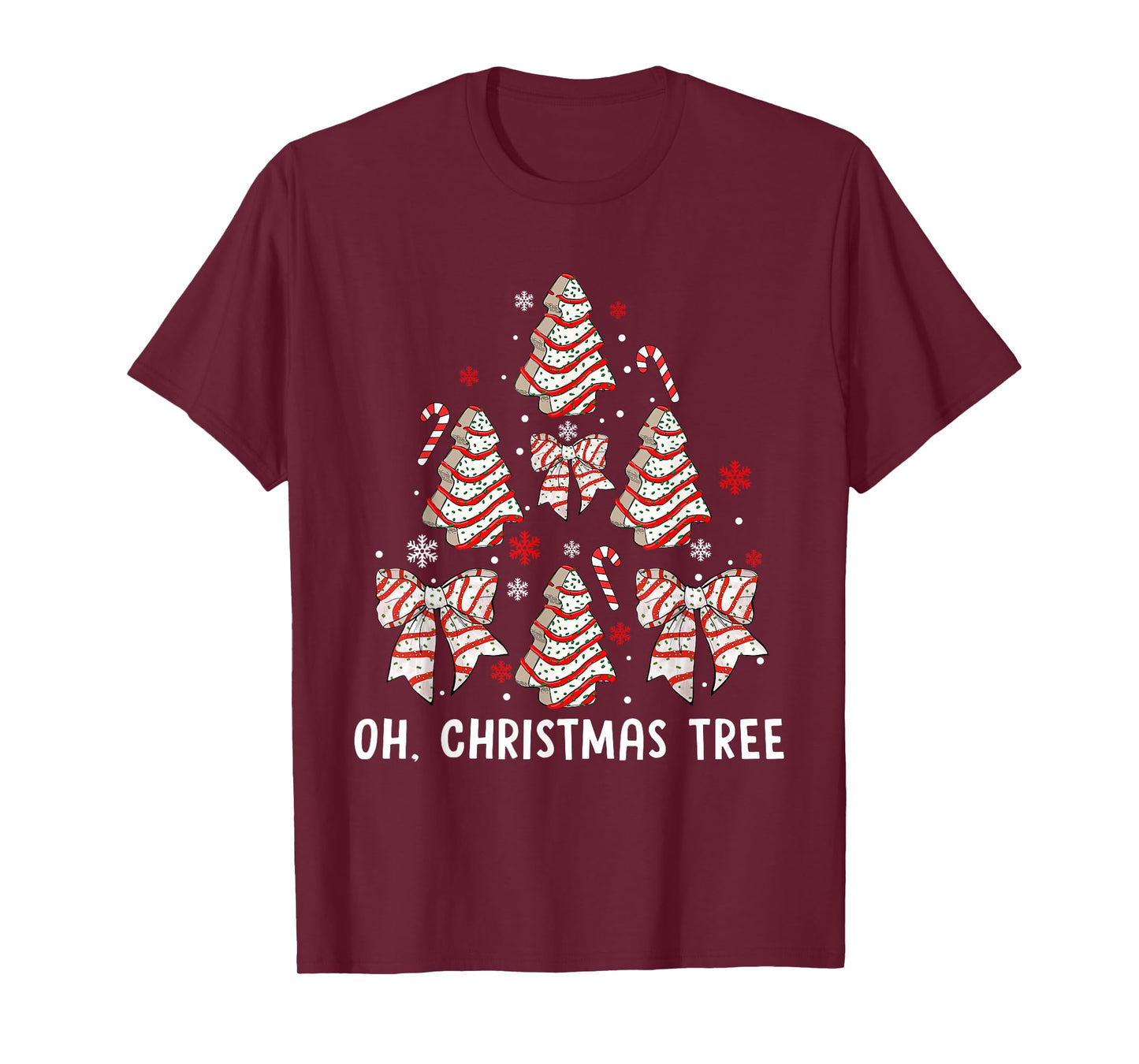 Oh Christmas Tree Cakes Debbie Becky Jen Cake Lovers Xmas T-Shirt