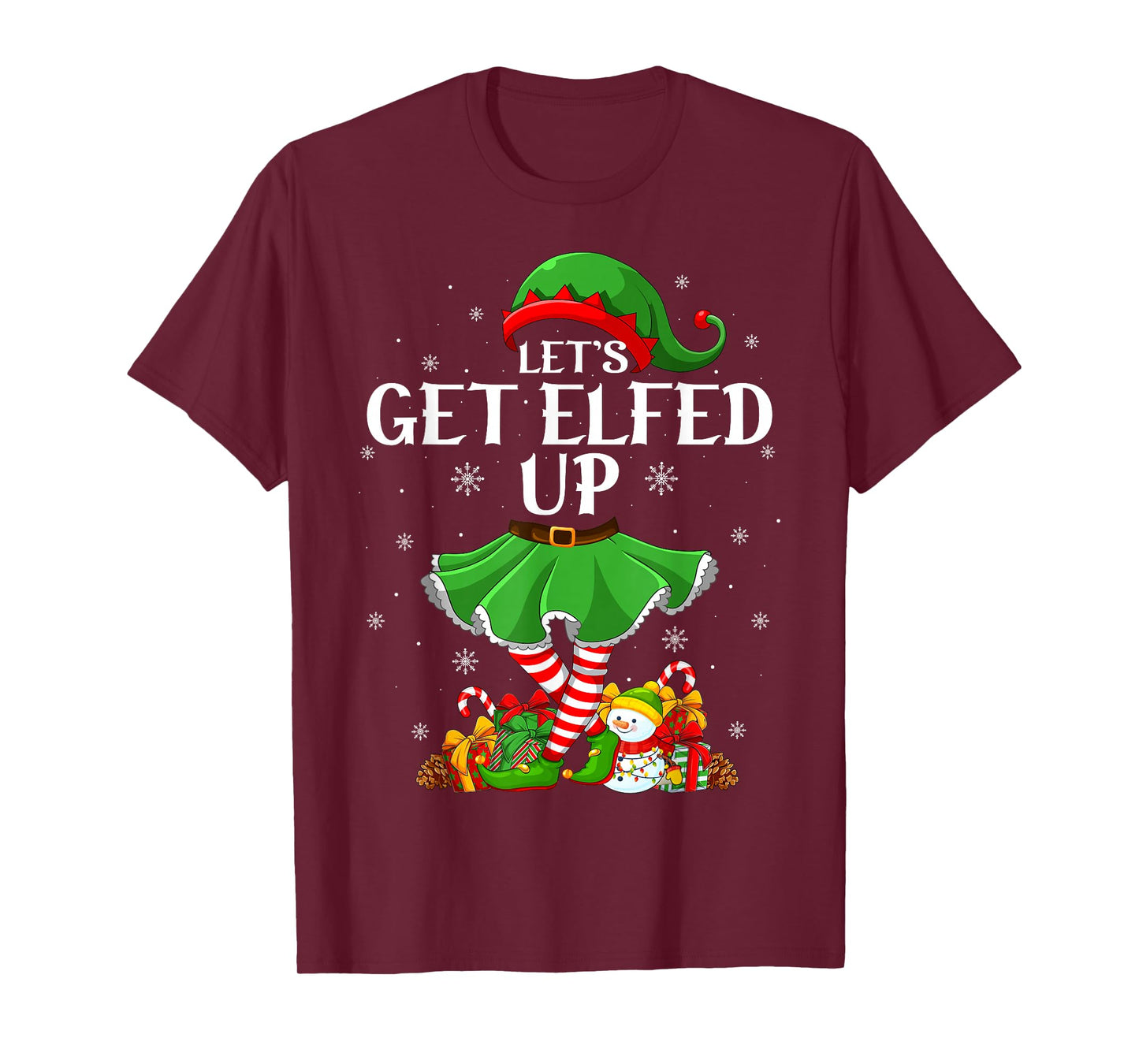 Let's Get Elfed Up Christmas Family Elf Squad Girls Women T-Shirt