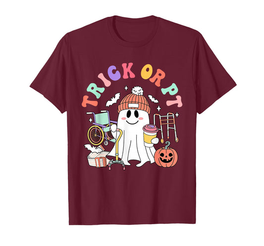 Retro Trick Or PT Physical Therapy Boo Ghost PT Halloween T-Shirt