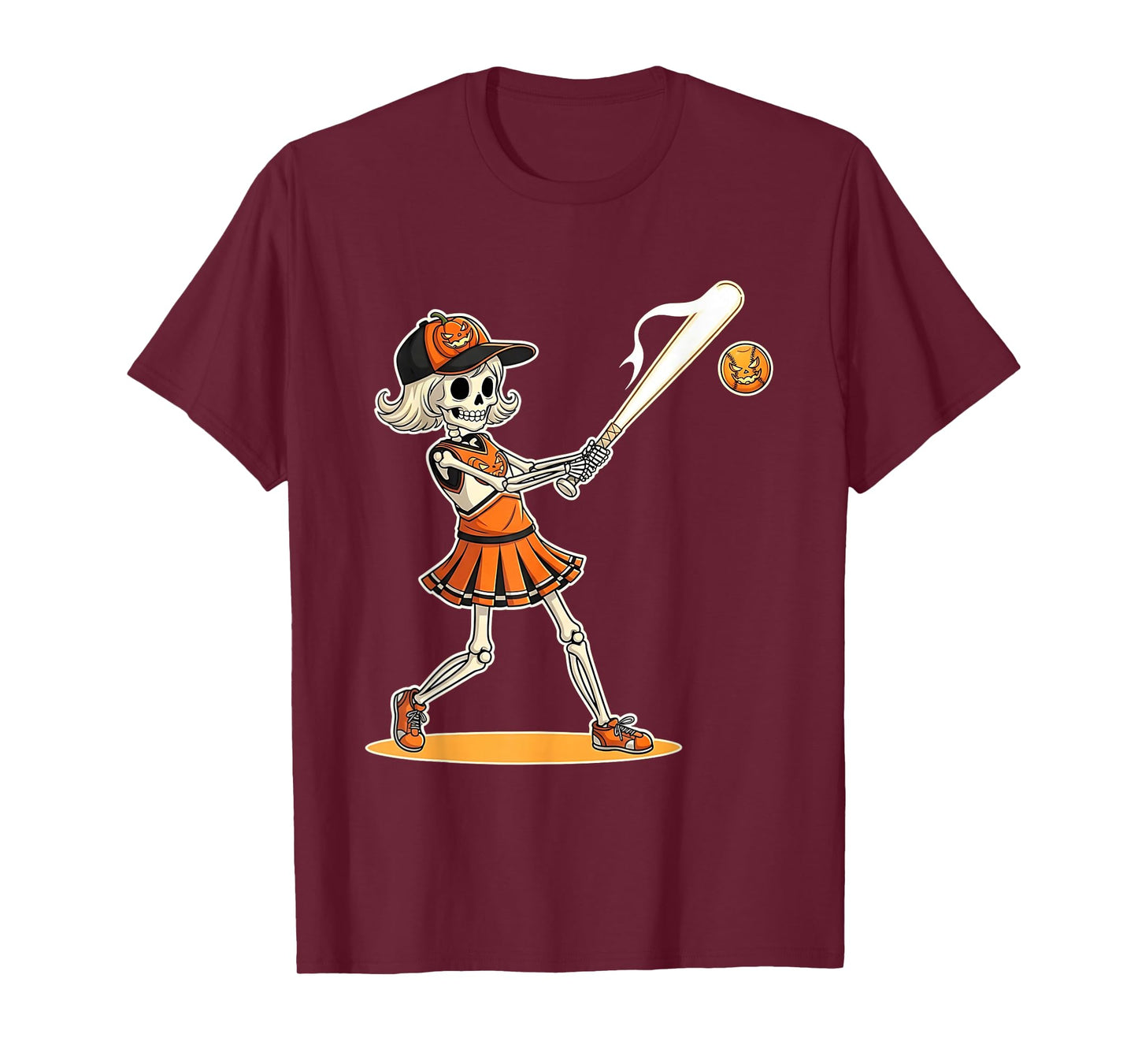 Spooky Softball Skeleton Halloween Sporty Costume Women T-Shirt