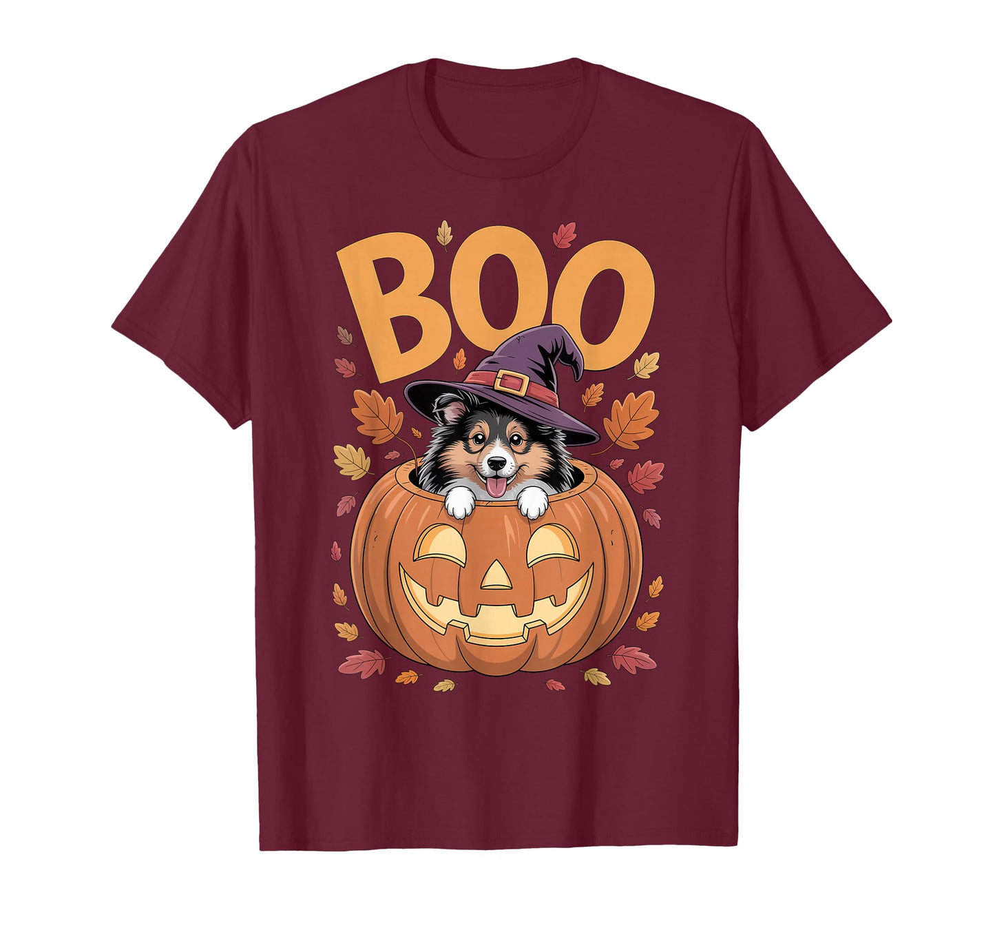 Sheltie Costume on Pumpkin Halloween Shetland Sheepdog T-Shirt