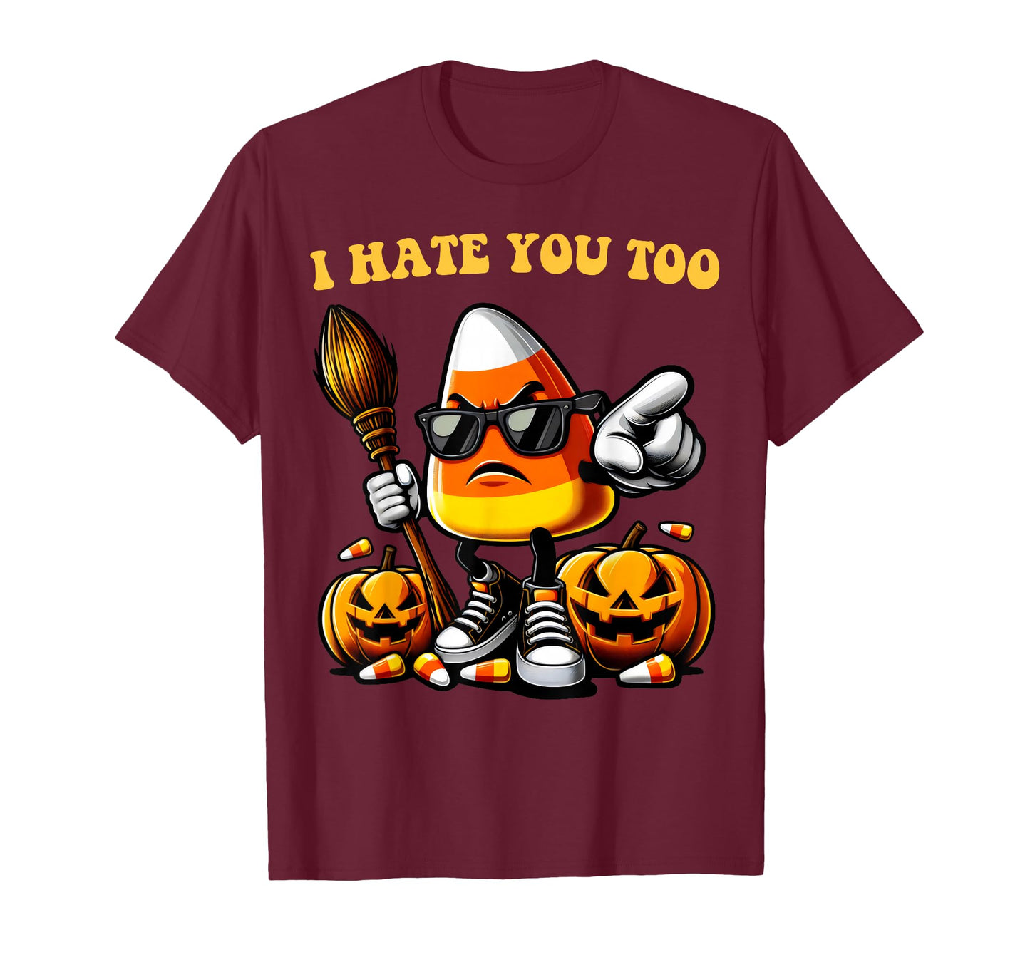 Groovy Team Candy Corn I Hate You Too Funny Halloween Sweets T-Shirt