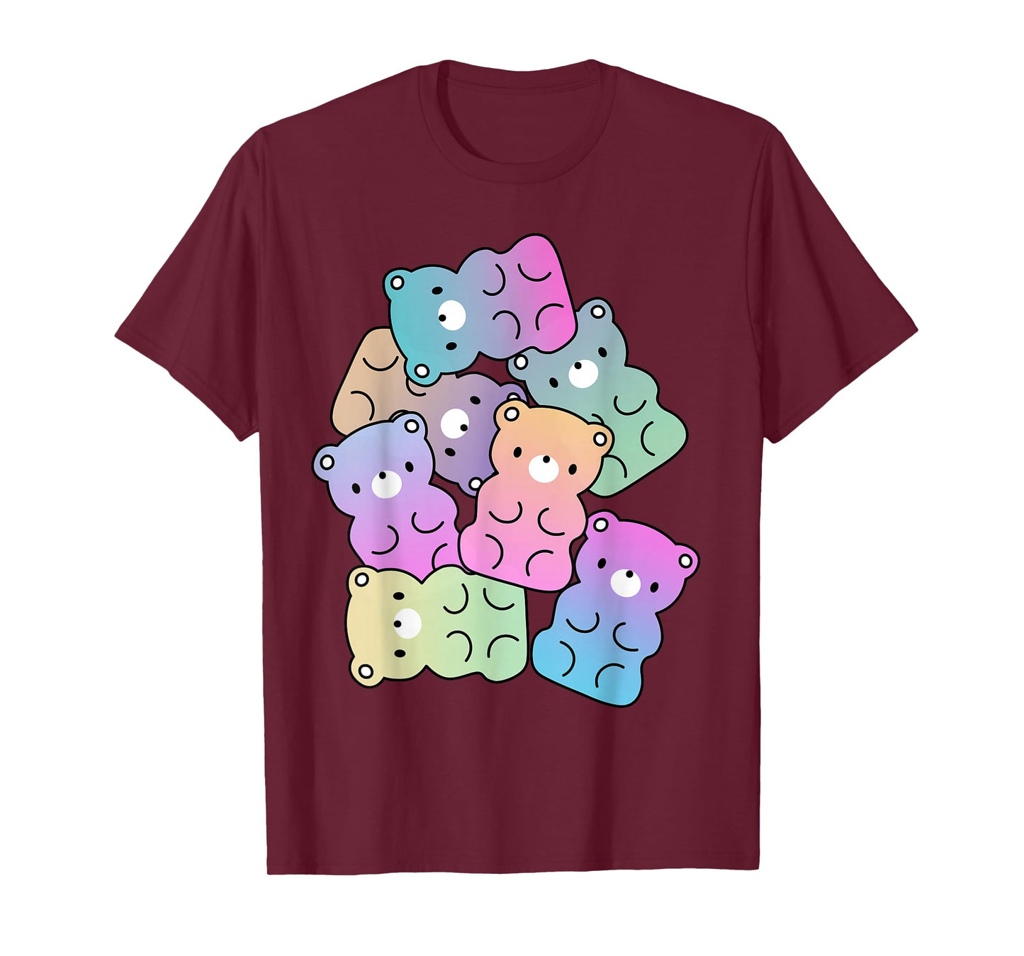 Rainbow Gummy Bear Design Kawaii Aesthetic Teens T-Shirt