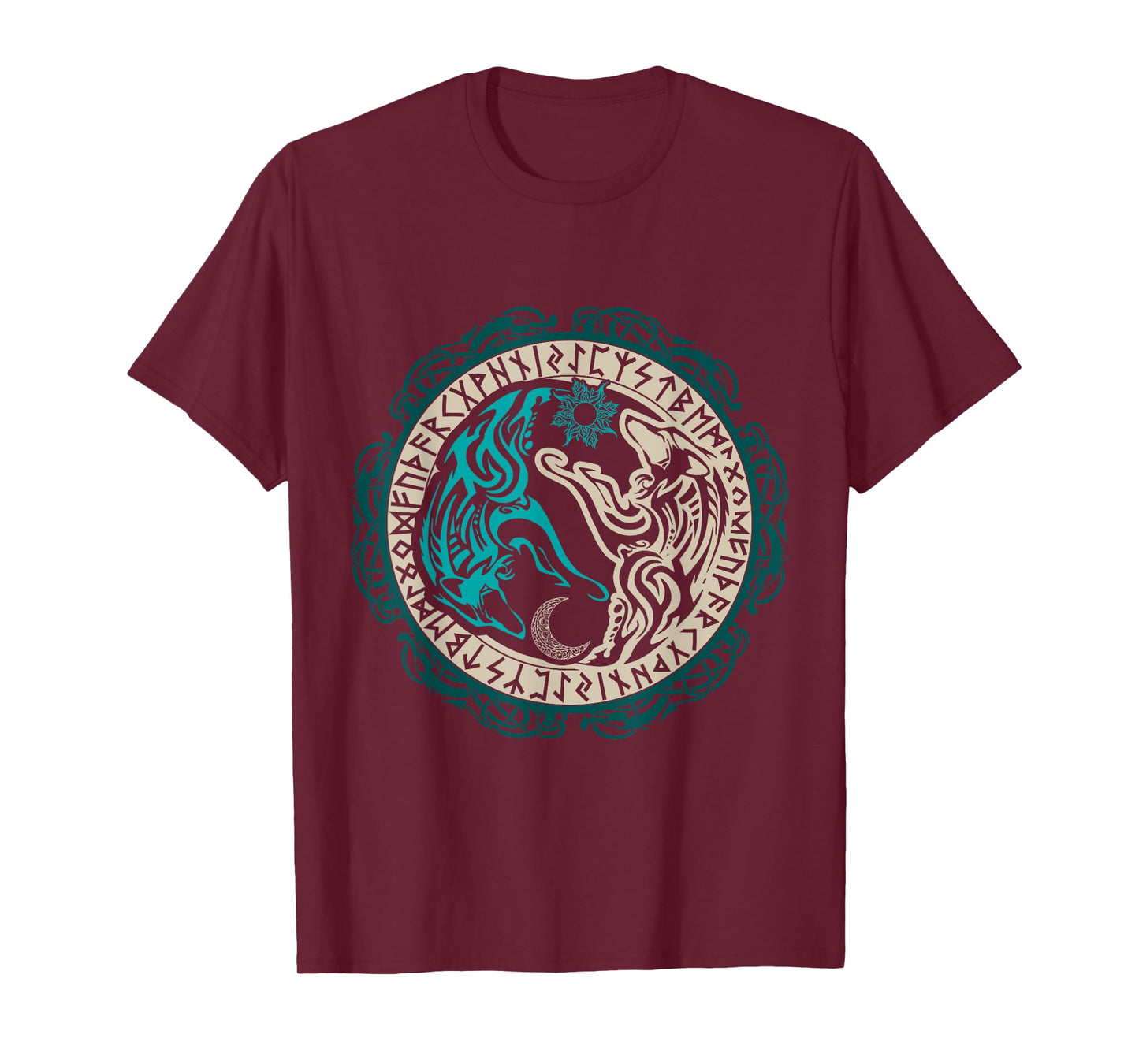 Skoll and Hati Chasing the Moon Viking T-Shirt