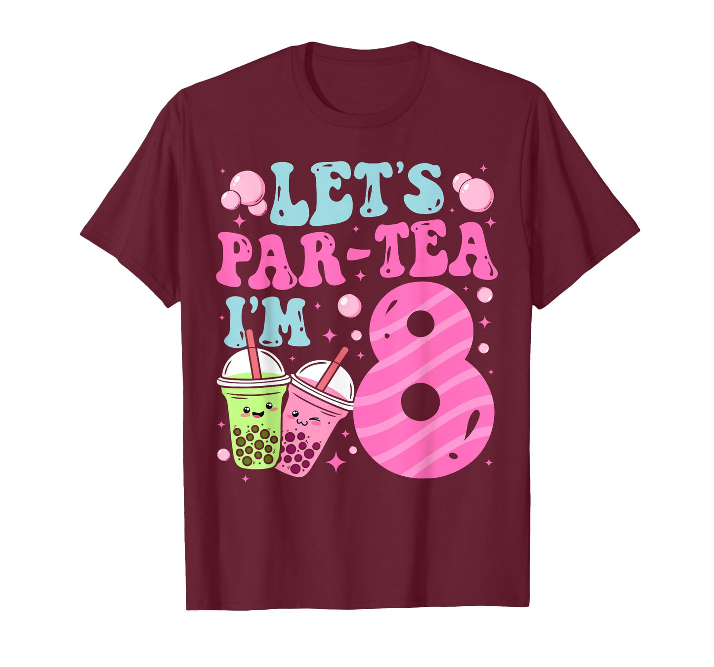 Let's Par-Tea I'm 8 Years Old 8th Birthday Bubble Boba Tea T-Shirt