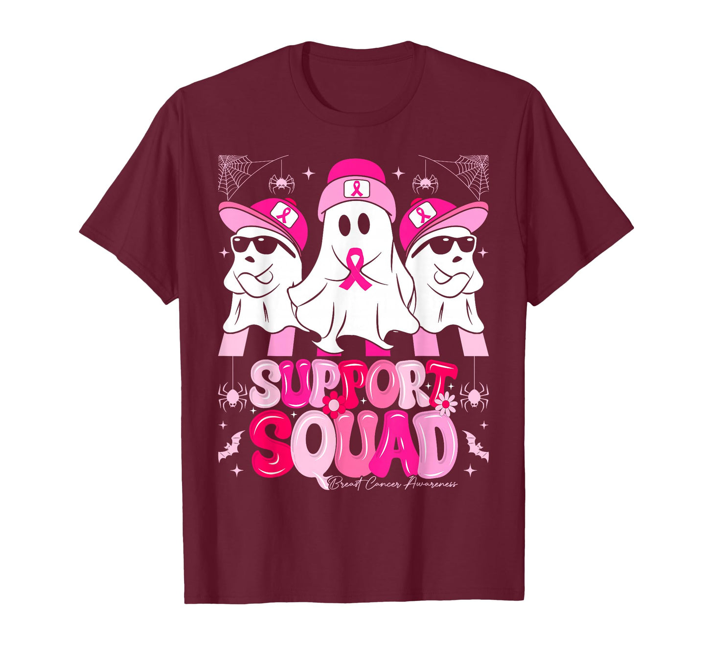 Support Squad Breast Cancer Awareness Ghost Halloween Boys T-Shirt