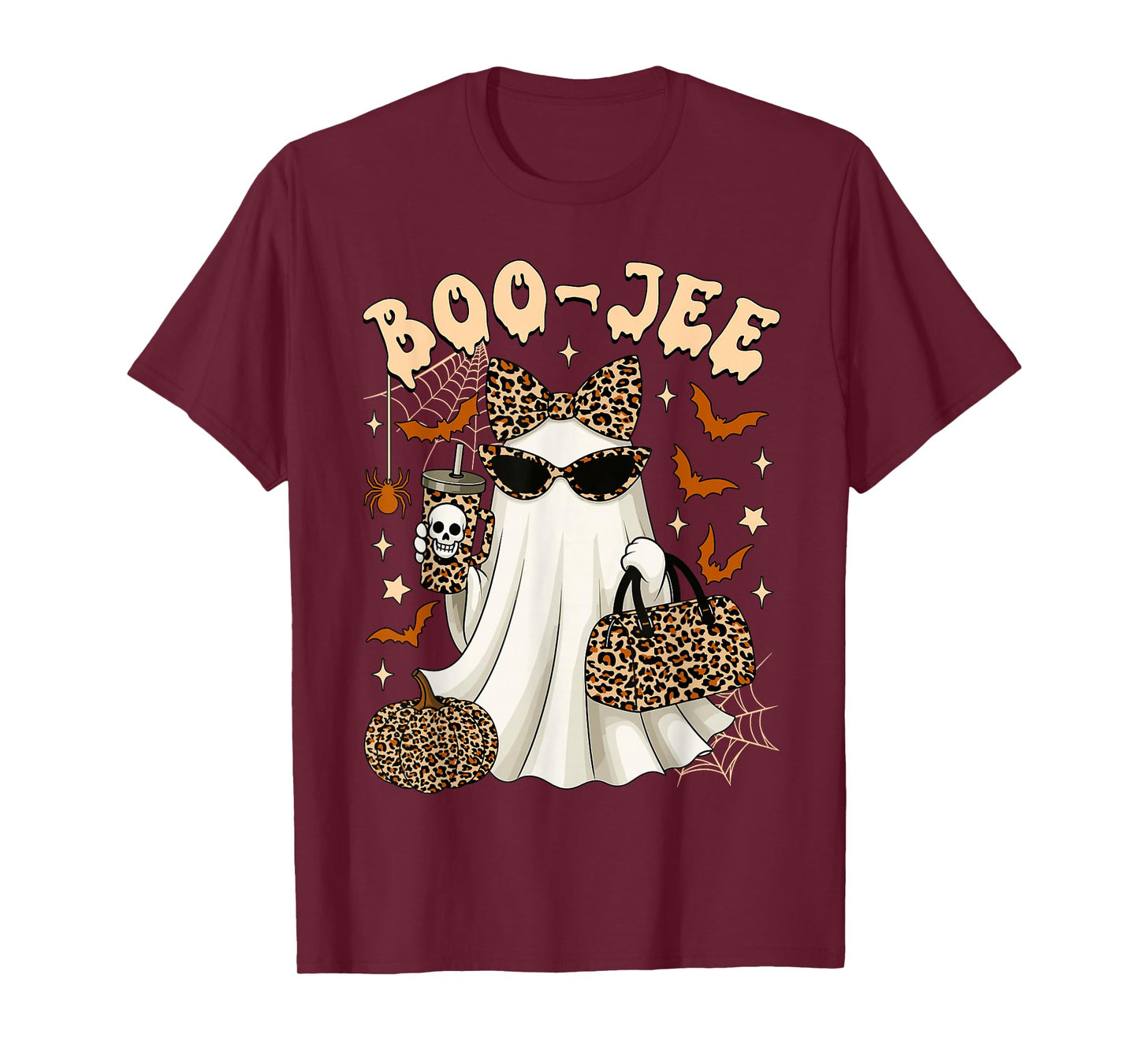 Boo JEE Coquette Leopard Ghost Coffee Halloween Boujee Ghost T-Shirt