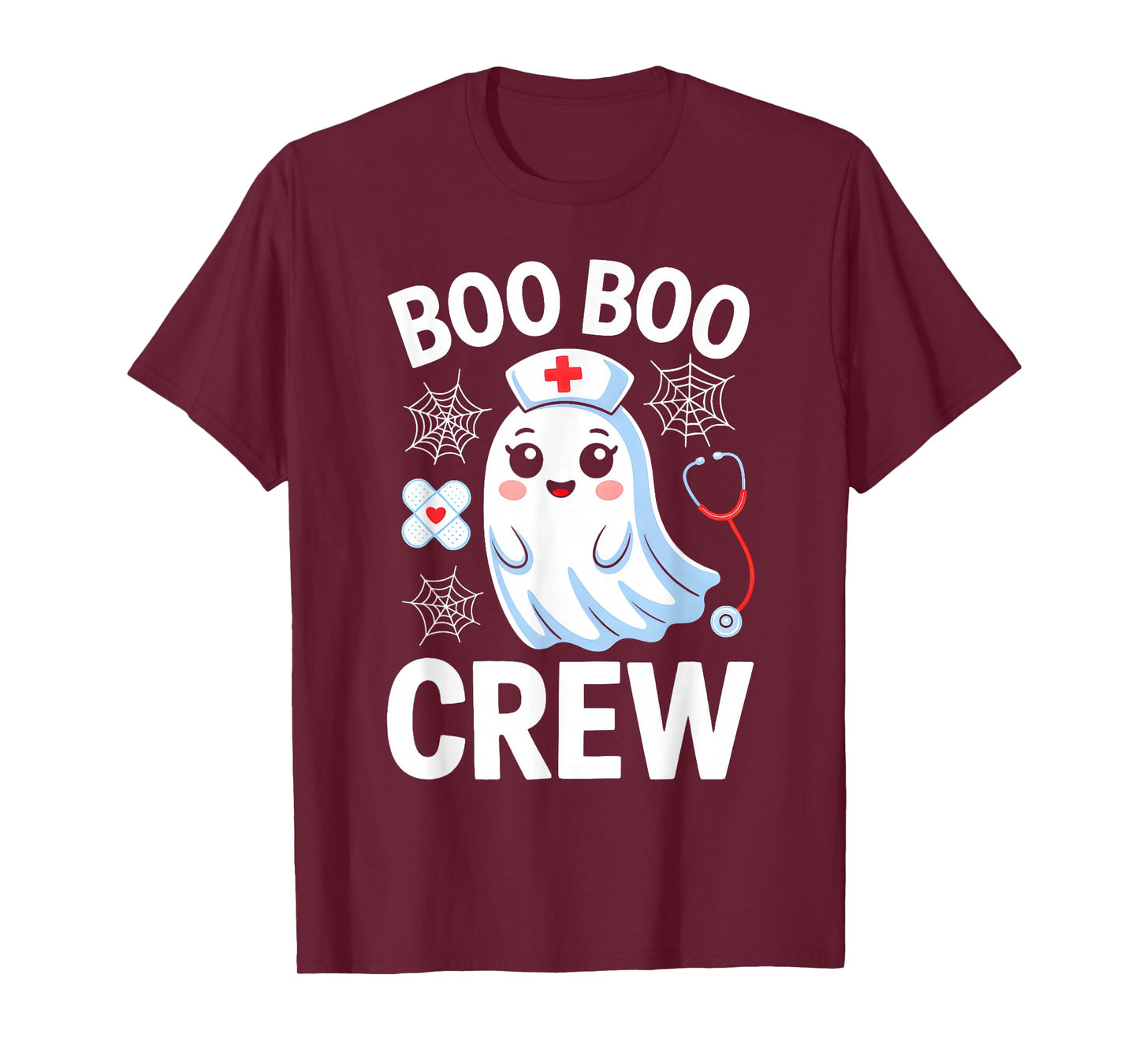 Boo Boo Crew Nurse Ghost Halloween Scrub Top Nursing Women T-Shirt