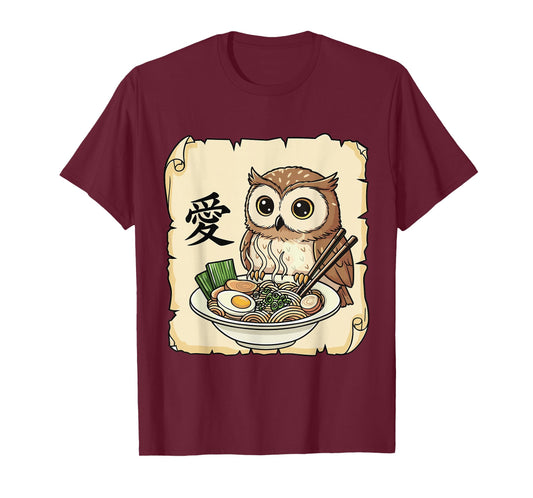 Funny Owl Ramen Kawaii Anime Japanese Graphic Women Men T-Shirt