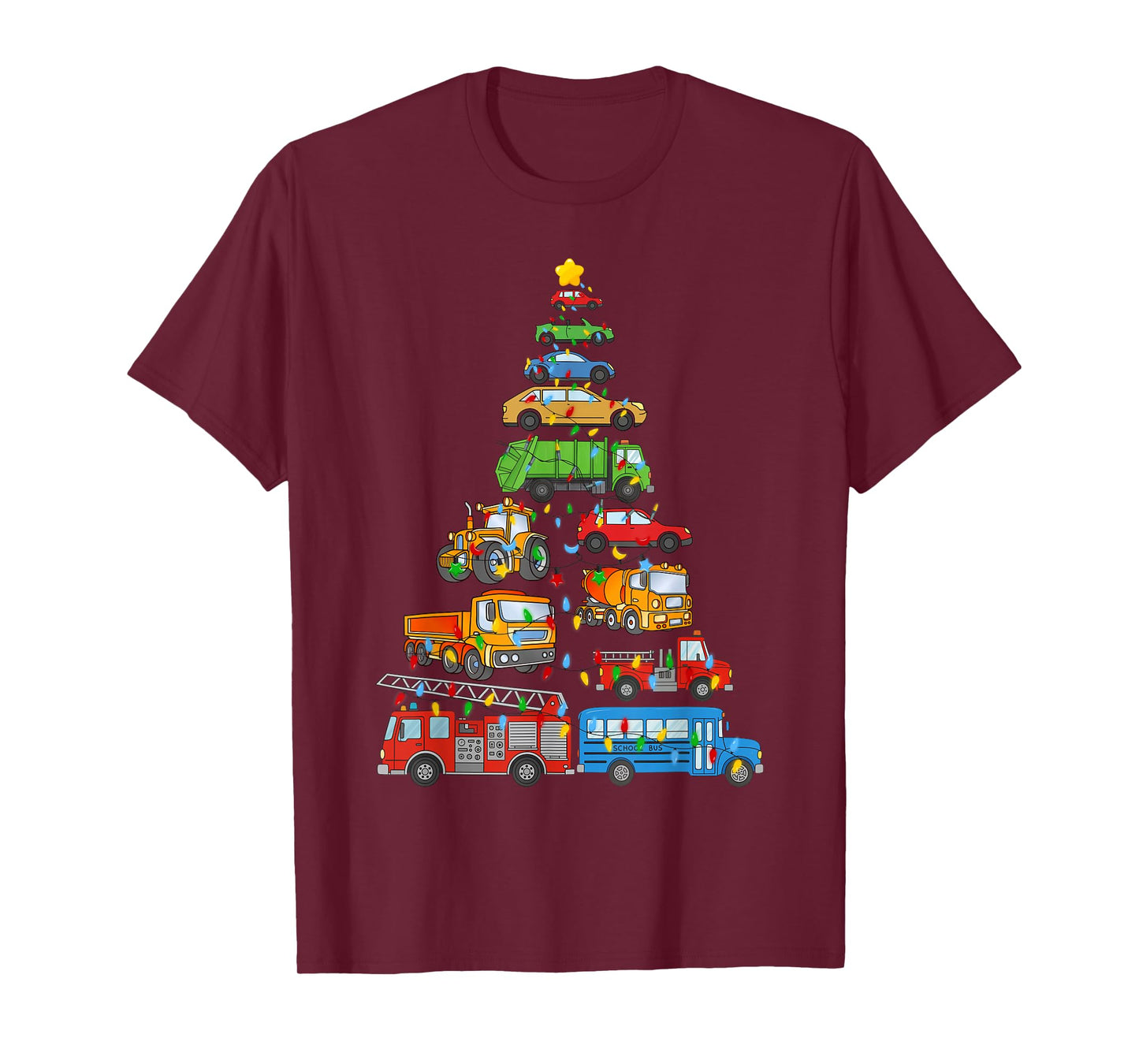 Xmas Light Cars Christmas Tree, Funny Xmas Boys Kids Toddler T-Shirt