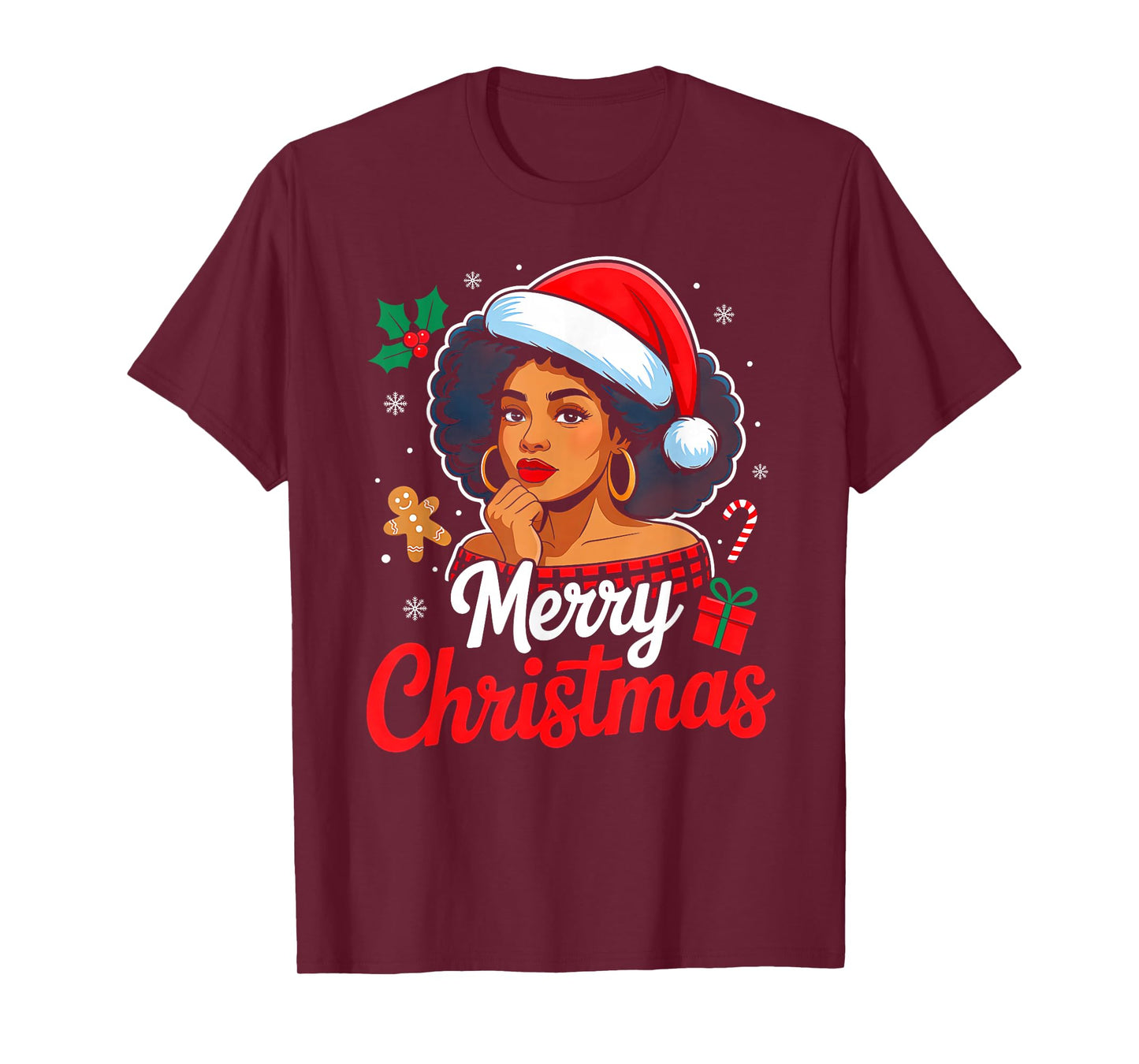Merry Christmas Black Women African American Xmas Pajamas T-Shirt