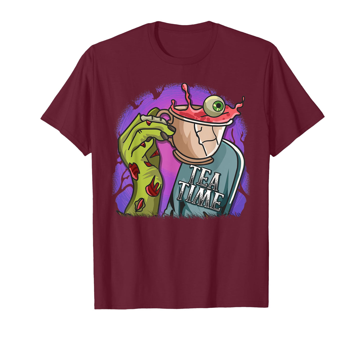 Funny Zombie Hand Tea Time Spooky Halloween Costume T-Shirt