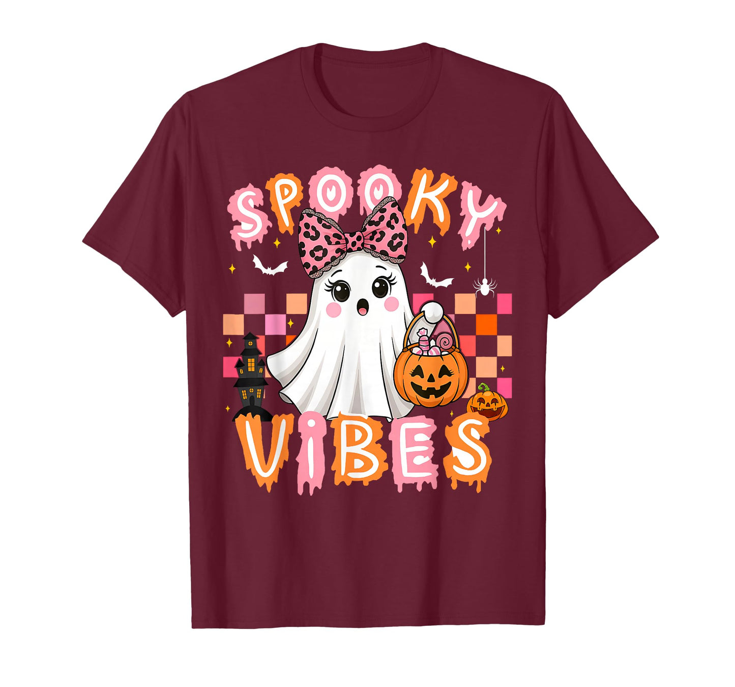 Spooky Vibes Cute Boo Ghost Halloween Costumes Girls T-Shirt