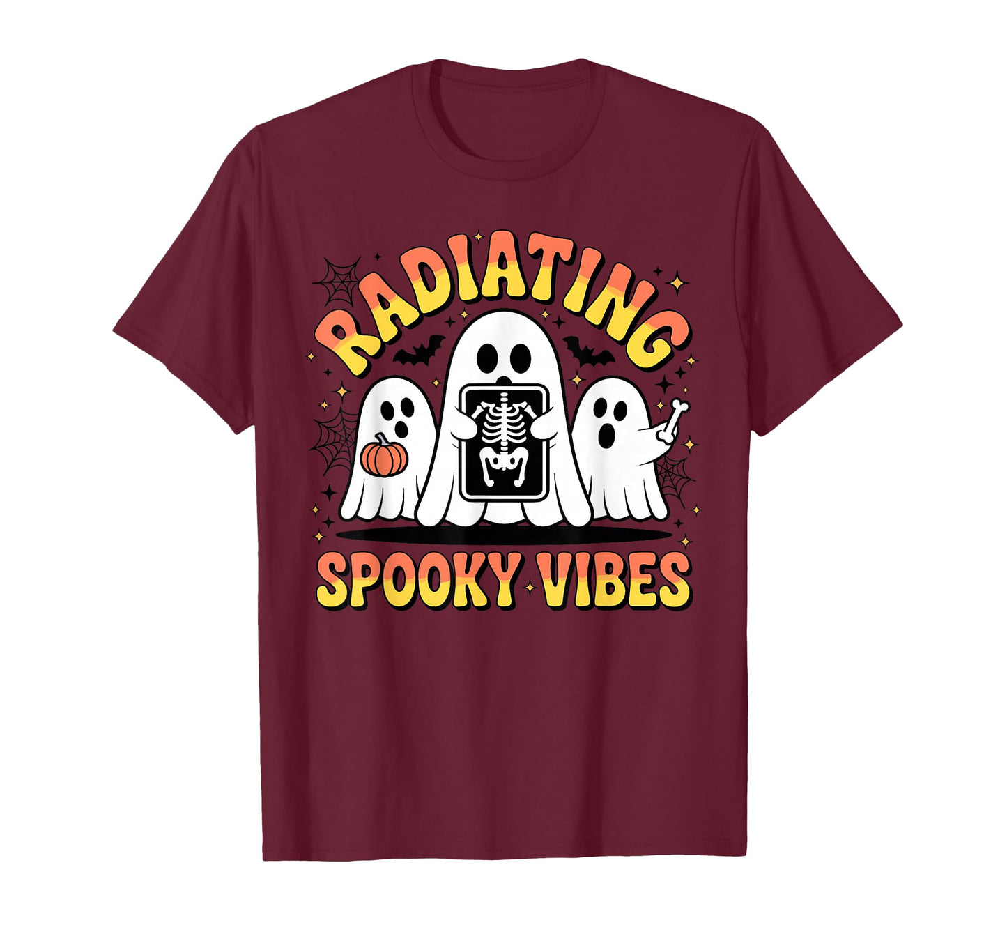 Ghosts Holding X-ray Radiating Spooky Vibes Halloween T-Shirt