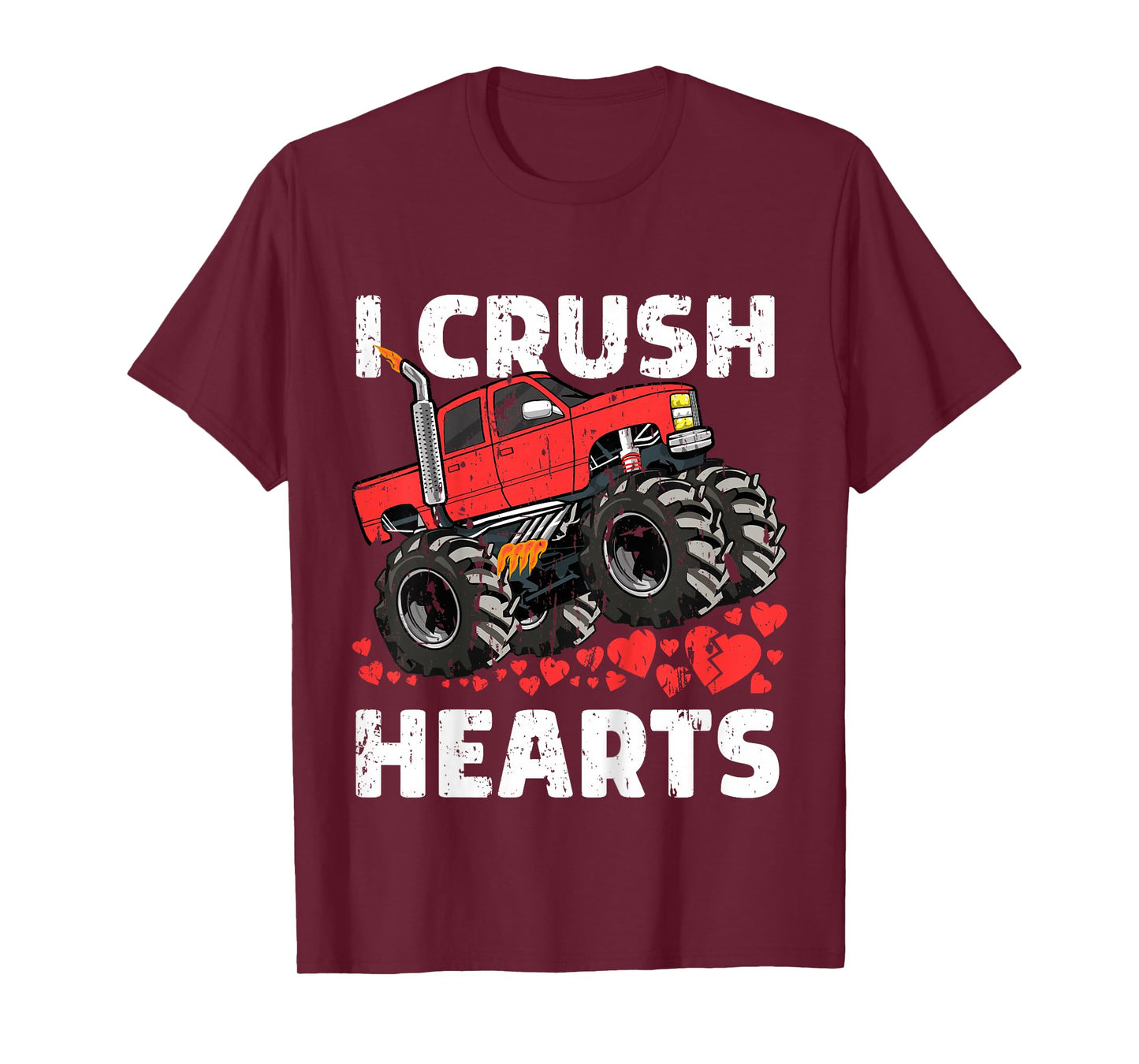 I Crush Hearts Valentines Day Monster Truck Boys Toddler T-Shirt