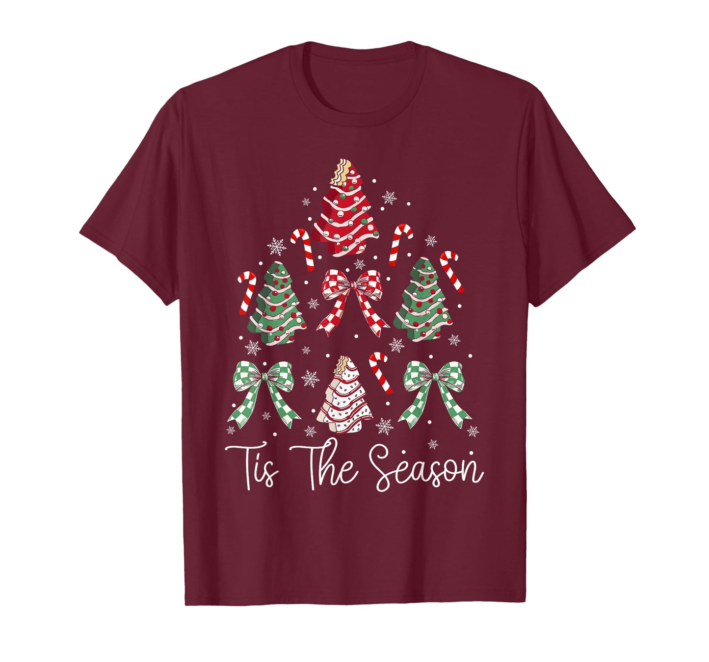 Funny Tis The Season Design Christmas Tree Cakes Debbie Xmas T-Shirt