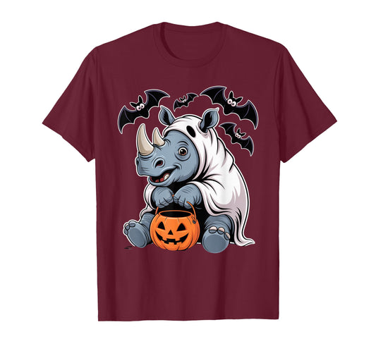 Rhino Ghost Trick or Treat Halloween Outfit with Bats T-Shirt