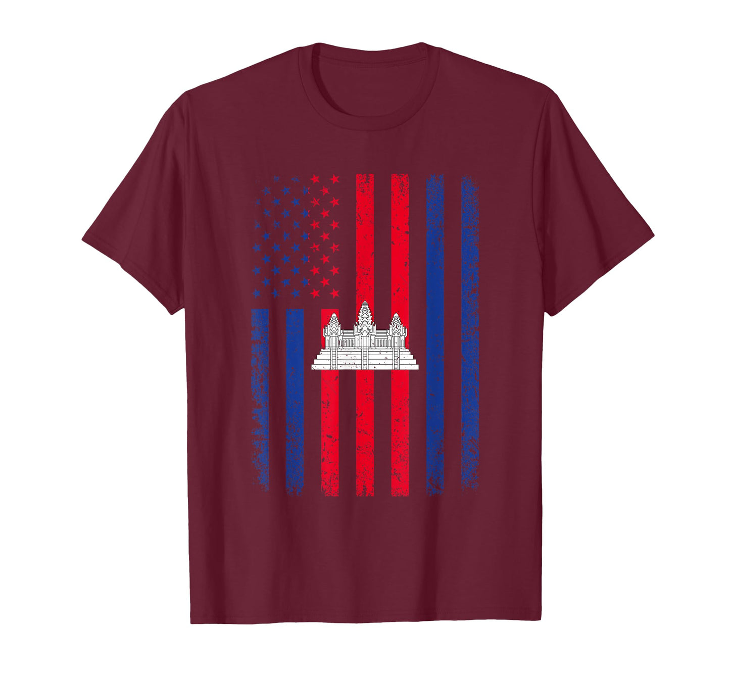 Cambodia USA Flag 4th of July American Cambodian Flag T-Shirt