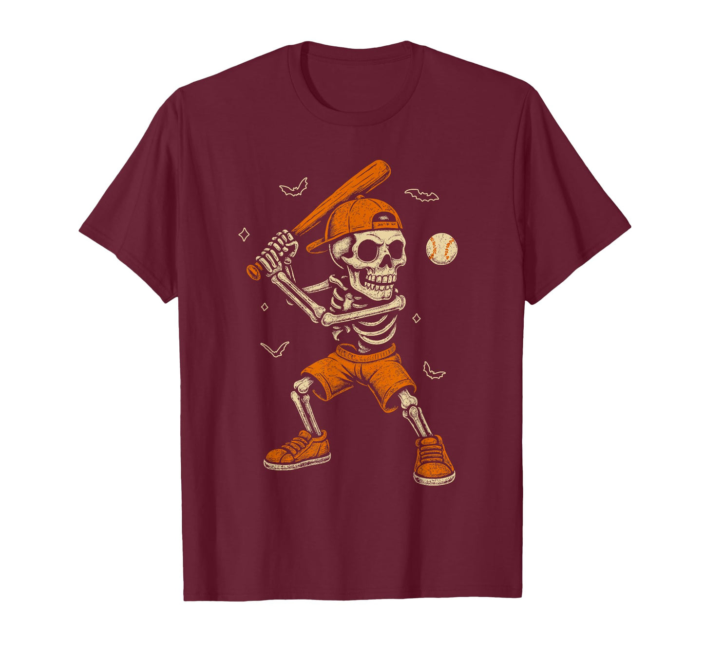 Skeleton Baseball Player Funny Costume Halloween Men Boys T-Shirt