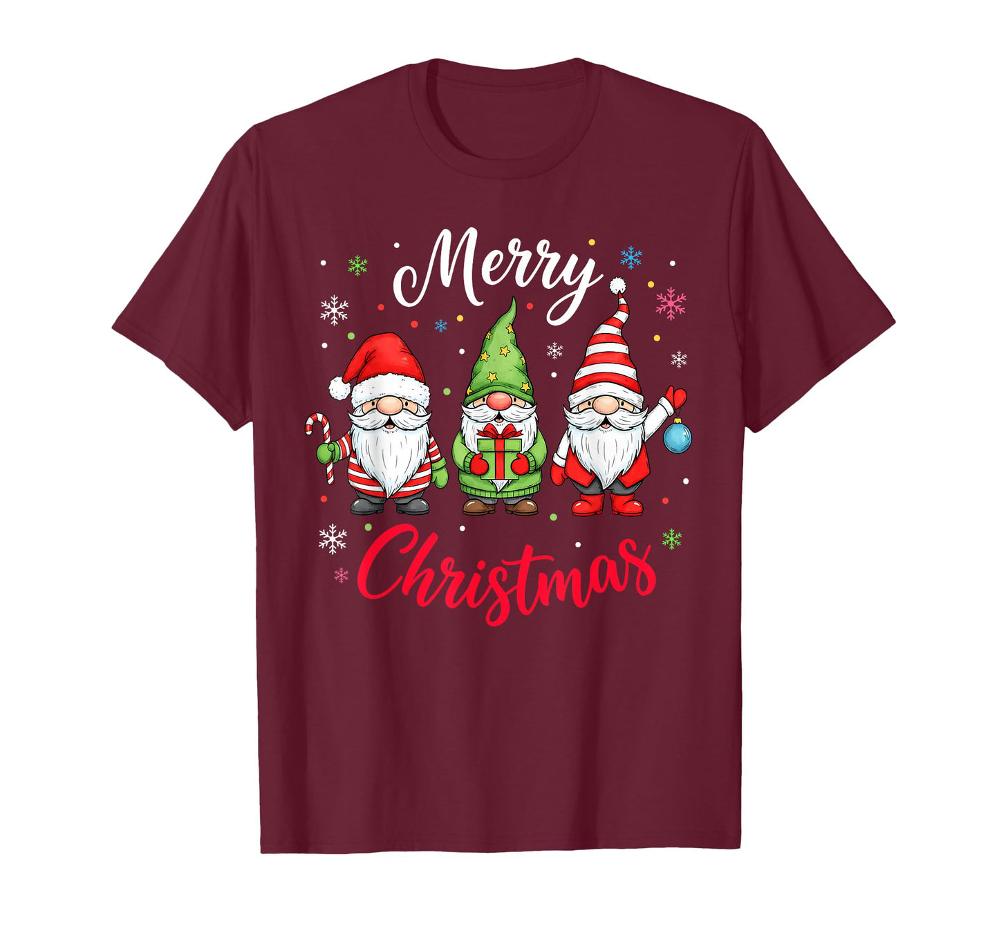 Funny Christmas Cute Gnome Santa Family Matching Pajamas T-Shirt