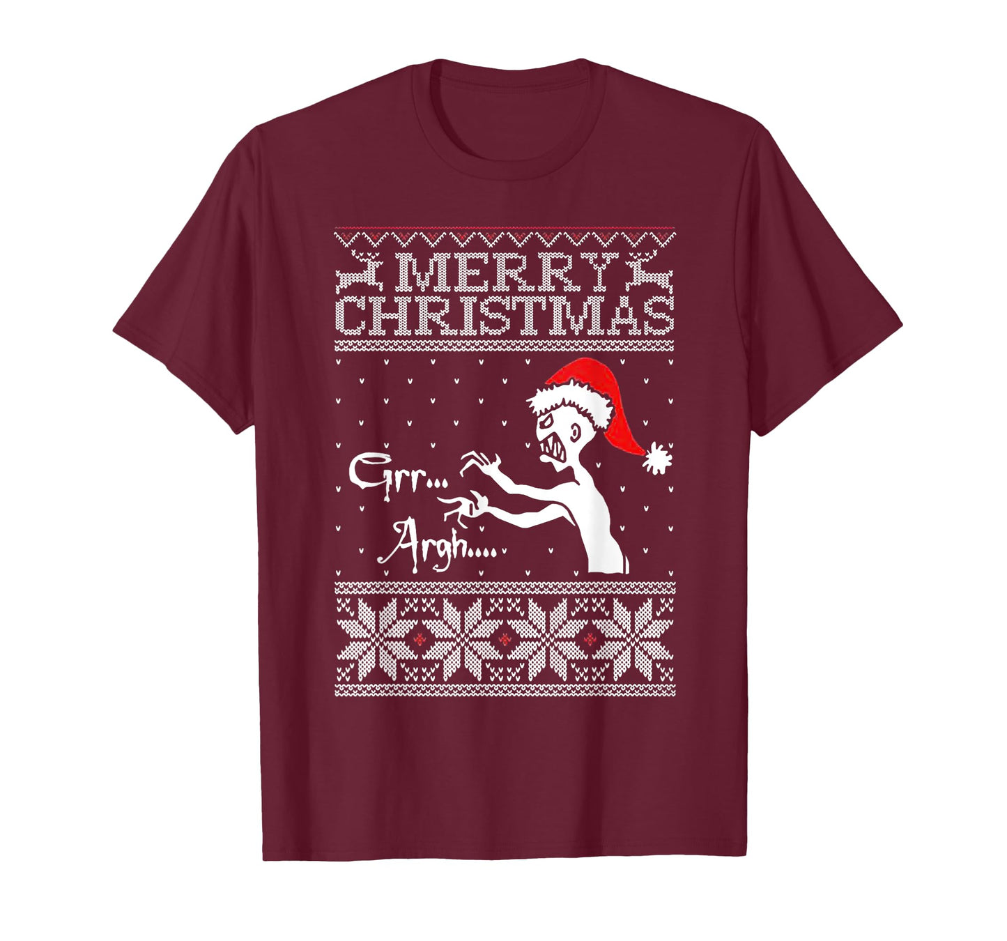 Merry Christmas Grr Argh Ugly Zombie Santa T-Shirt