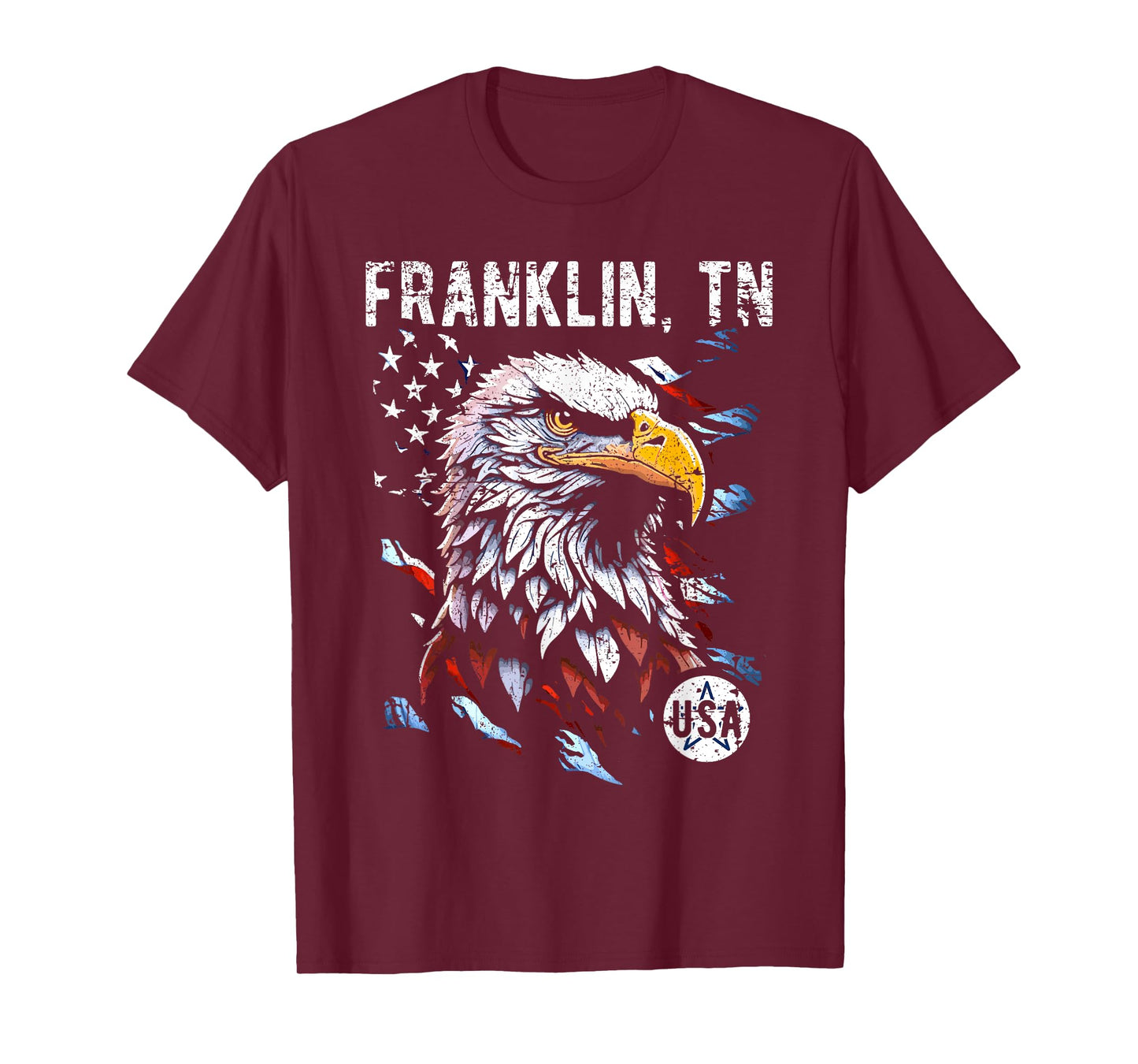 Franklin TN Patriotic Eagle USA Flag Vintage Style Design T-Shirt
