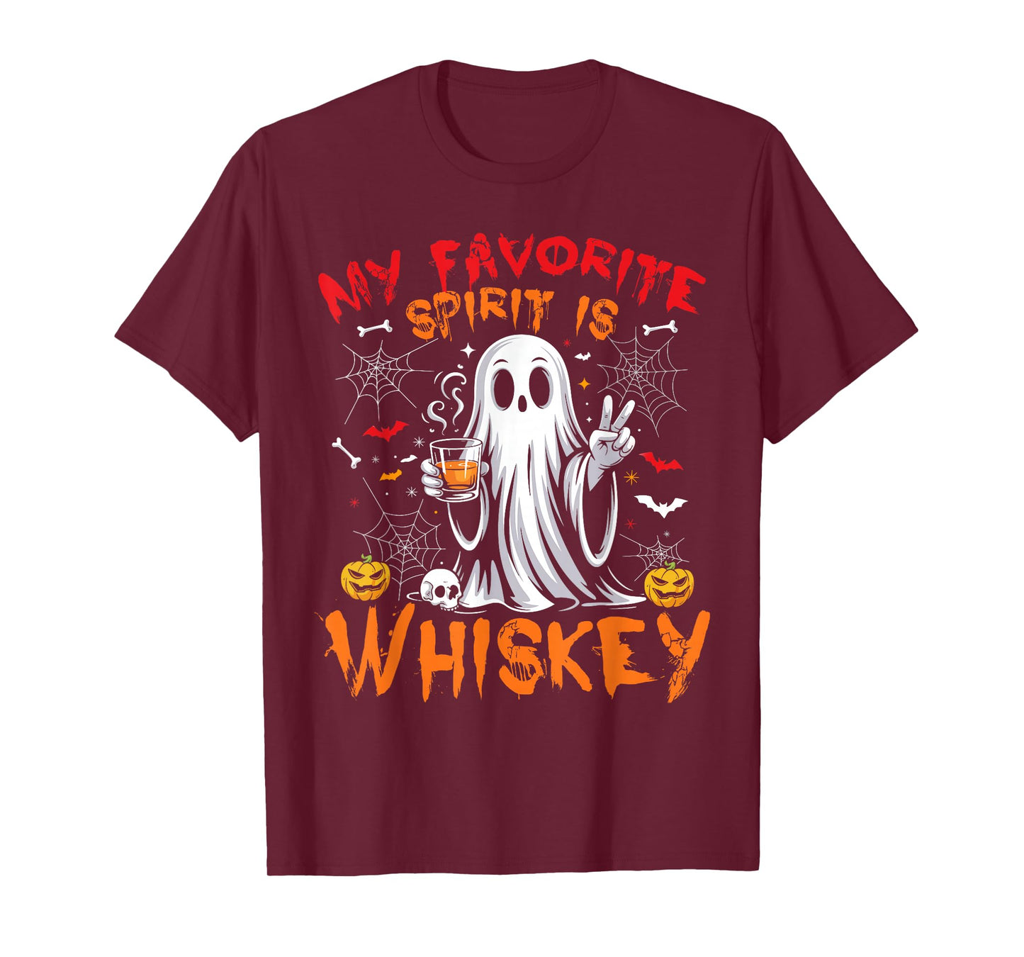 Funny Ghost Halloween My Favorite Spirit is Whiskey Men T-Shirt