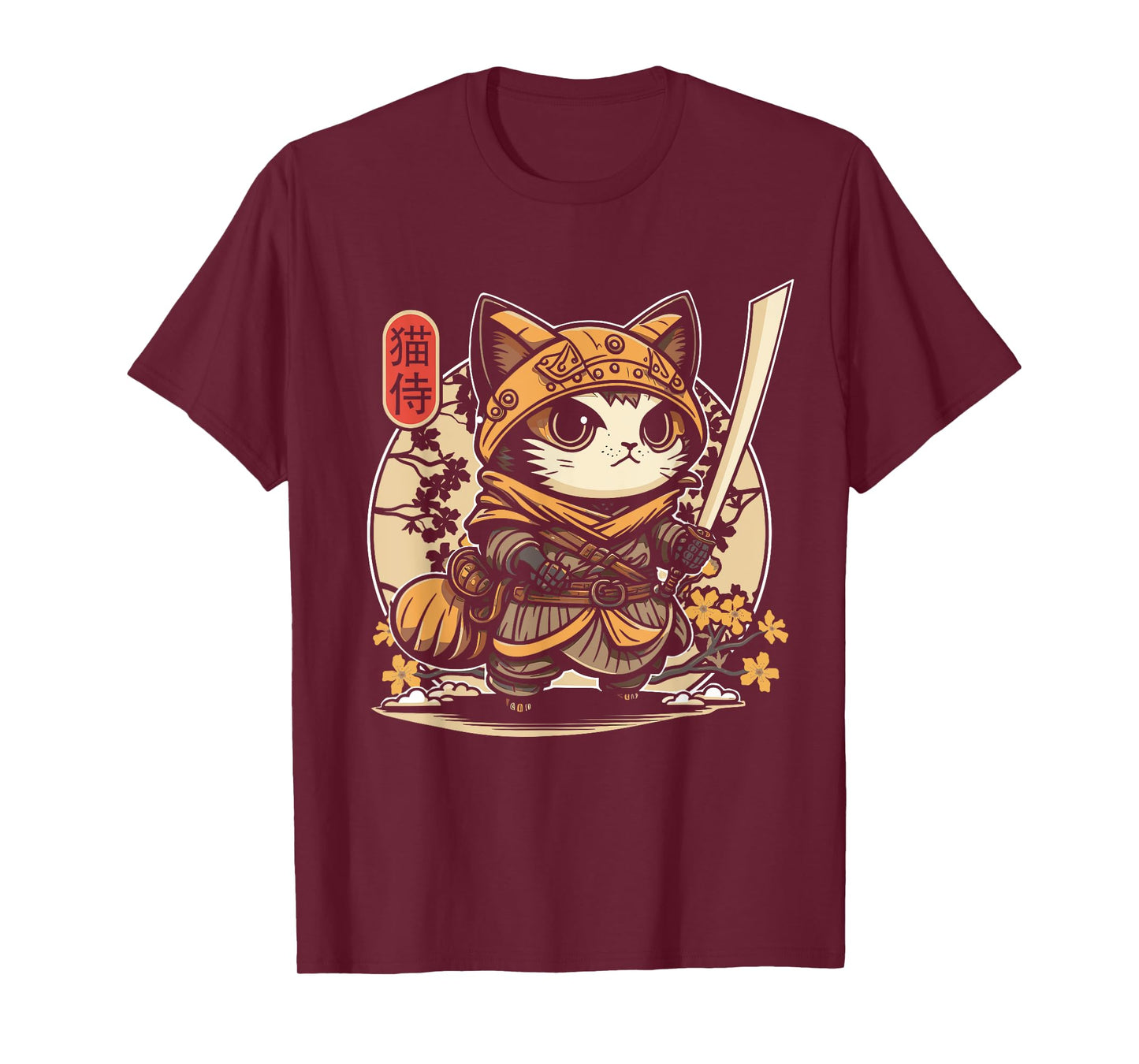 Japanese Samurai Cat Tattoo, Kawaii Ninja Cat T-Shirt