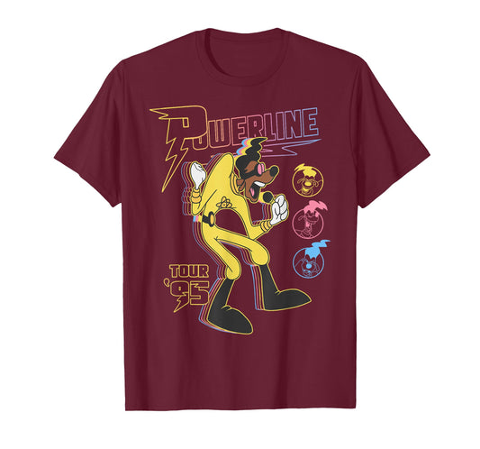 Disney A Goofy Movie Powerline Tour '95 Retro Neon Poster T-Shirt