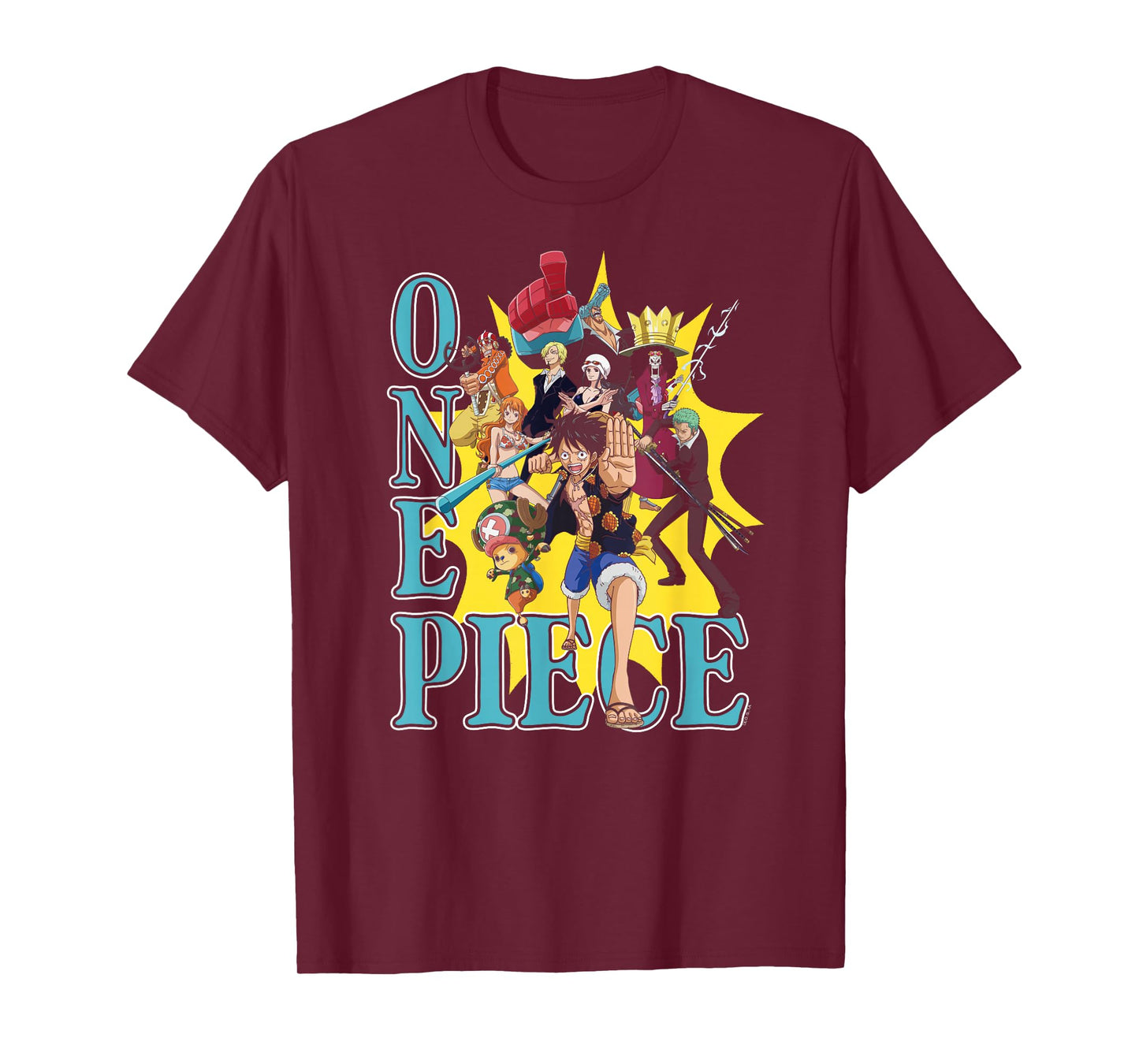 One Piece Anime Group Photo Burst Character Collage T-Shirt
