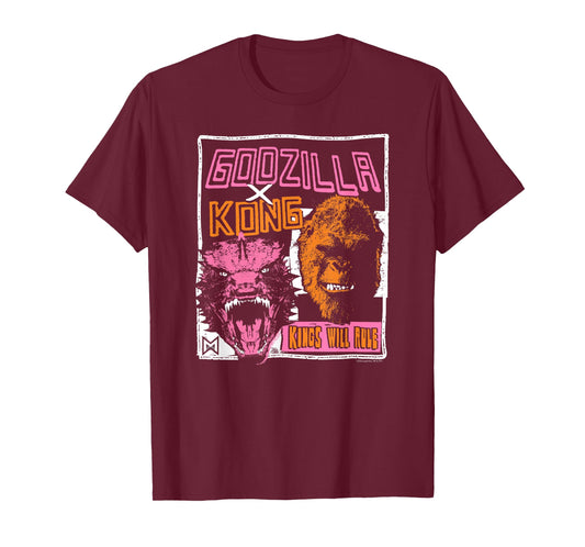 Godzilla x Kong Kings Will Rule Modern Punk Movie Monsters T-Shirt